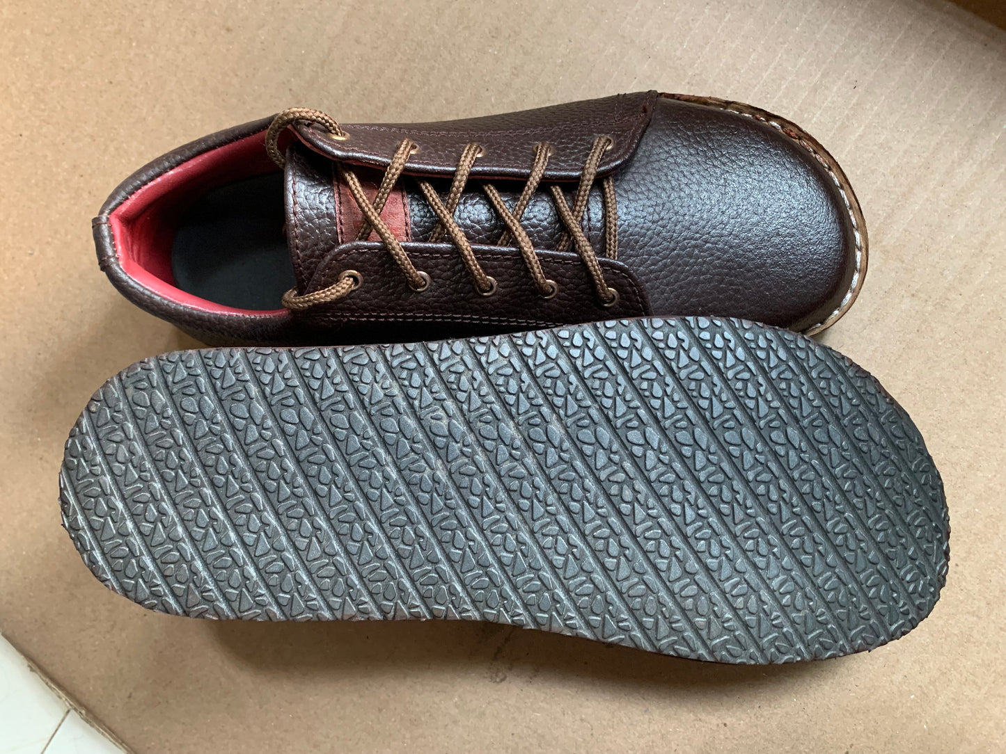 Barefoot Transition Leather Lace-Ups with Tire Soles (UK8/EU42/US8.5) 9LC