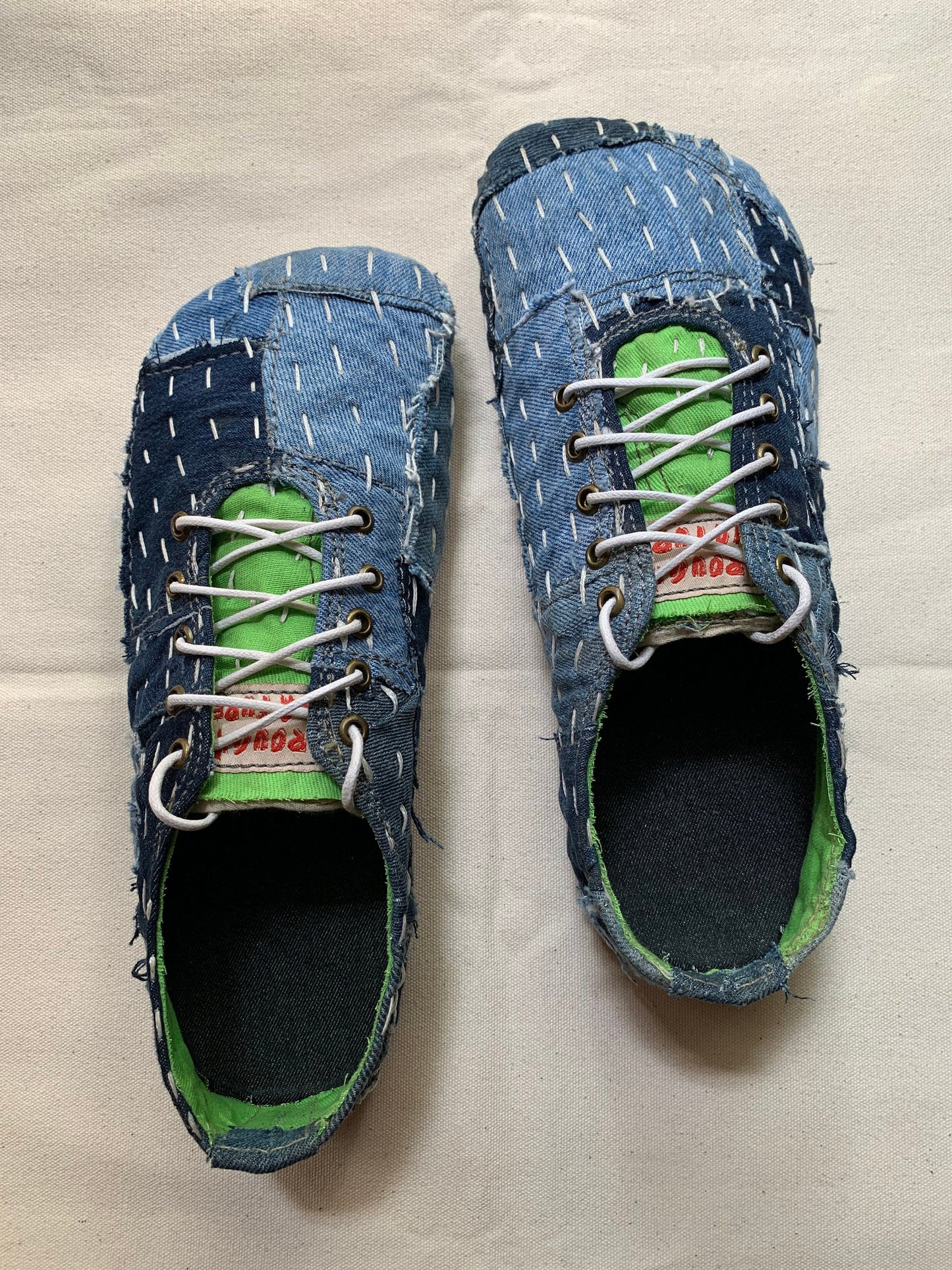 Sashiko Denim Barefoot Shoe I Size 6 I Customization Available 9LC