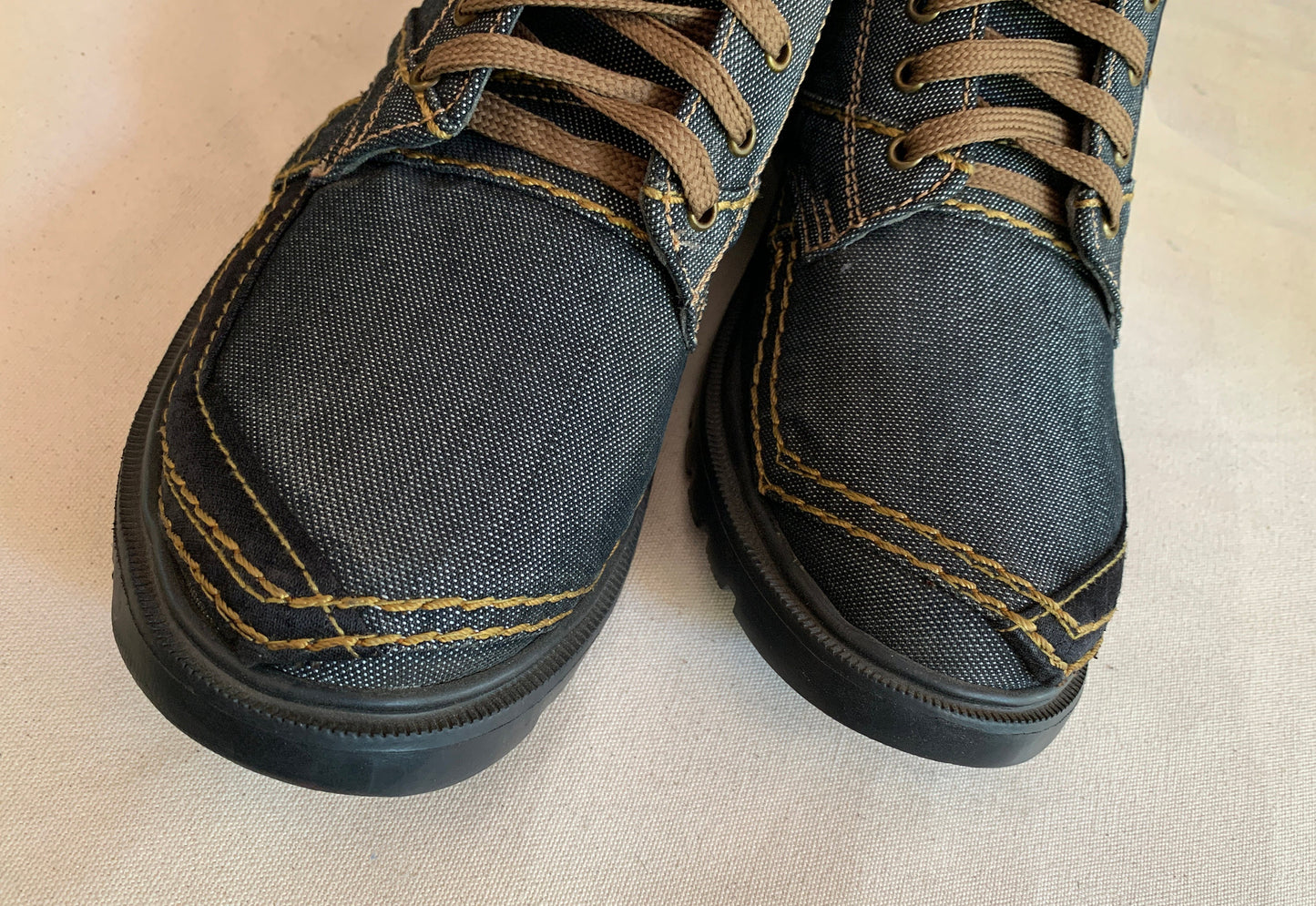 Upcycled Denim boot with Lightweight EVA Sole I EU44 I US10.5 I UK10 I Leather Trim I One of a Kind I Customization Available 9LC