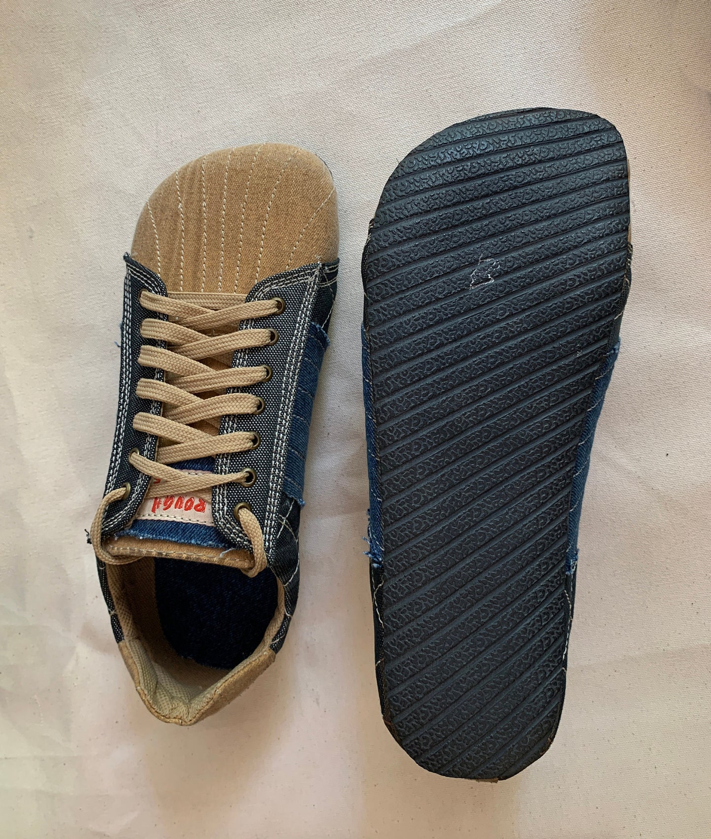 Upcycled Tarpaulin Low Top Sneakers, Vegan Tire Sole (US 9.5 / EU 43) 9LC
