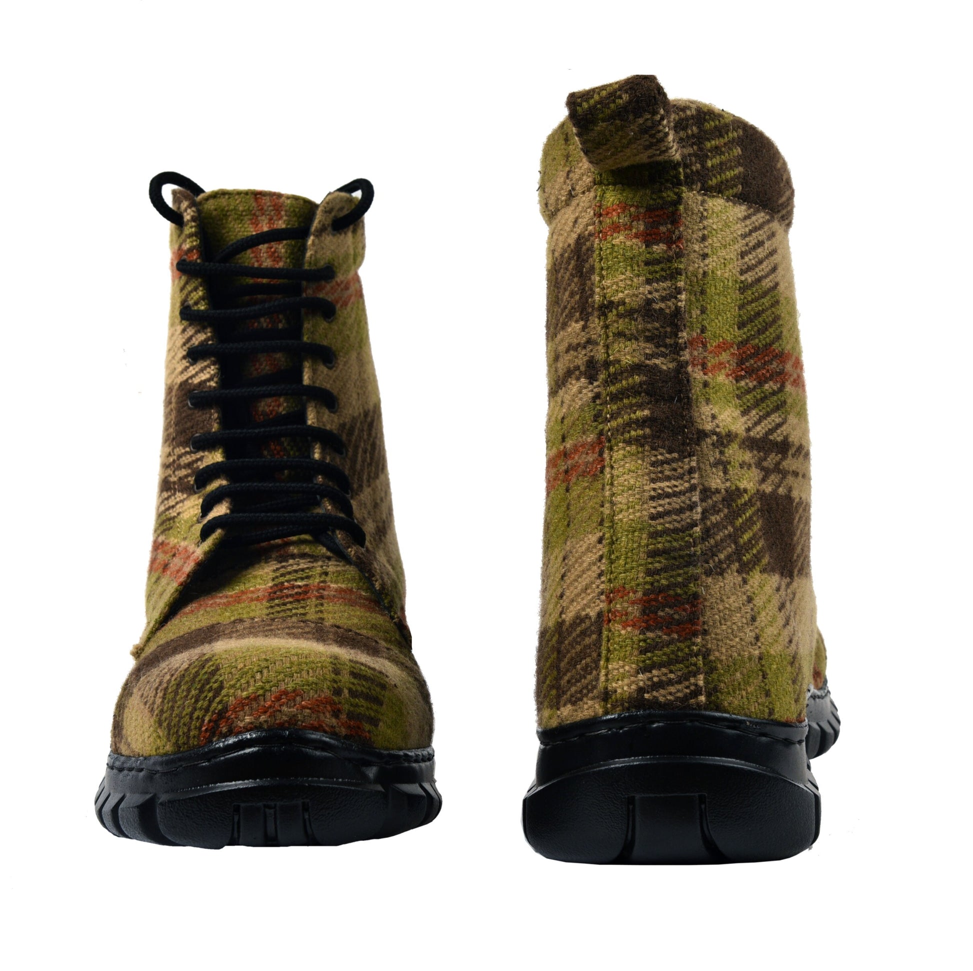 Woolen Check Boot with Genuine Leather Lining 9LC
