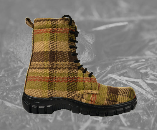 Woolen Check Boot with Genuine Leather Lining 9LC