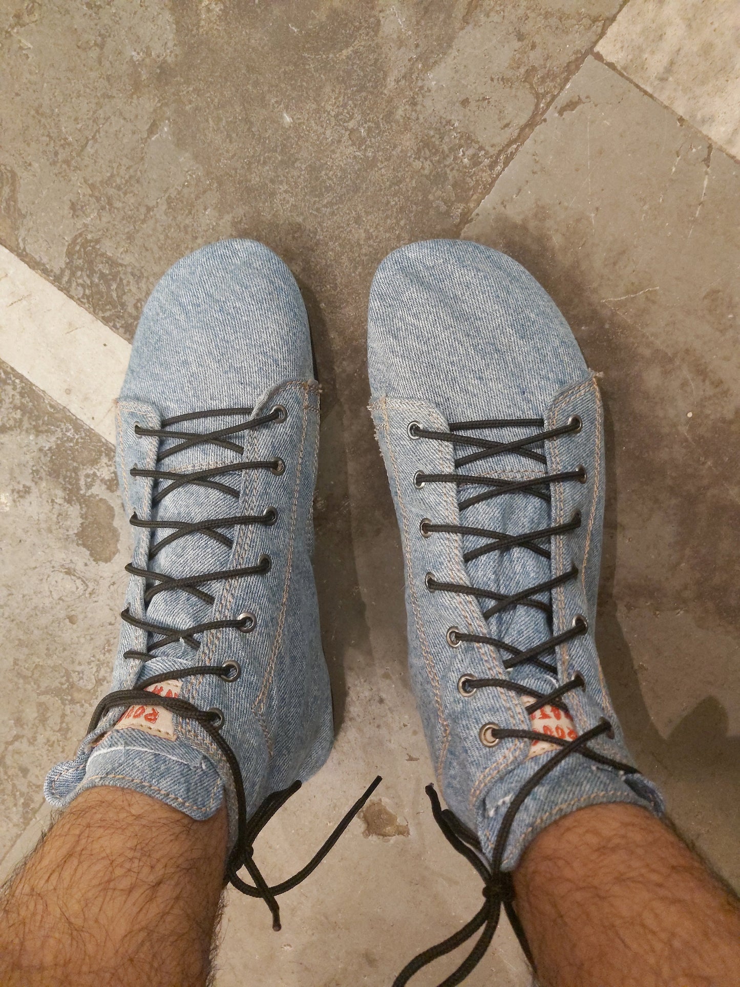 Flexible Barefoot Shoes Made with Upcycled Denim UK8/EU42/US9.5 I 5mm Tire Sole 9LC