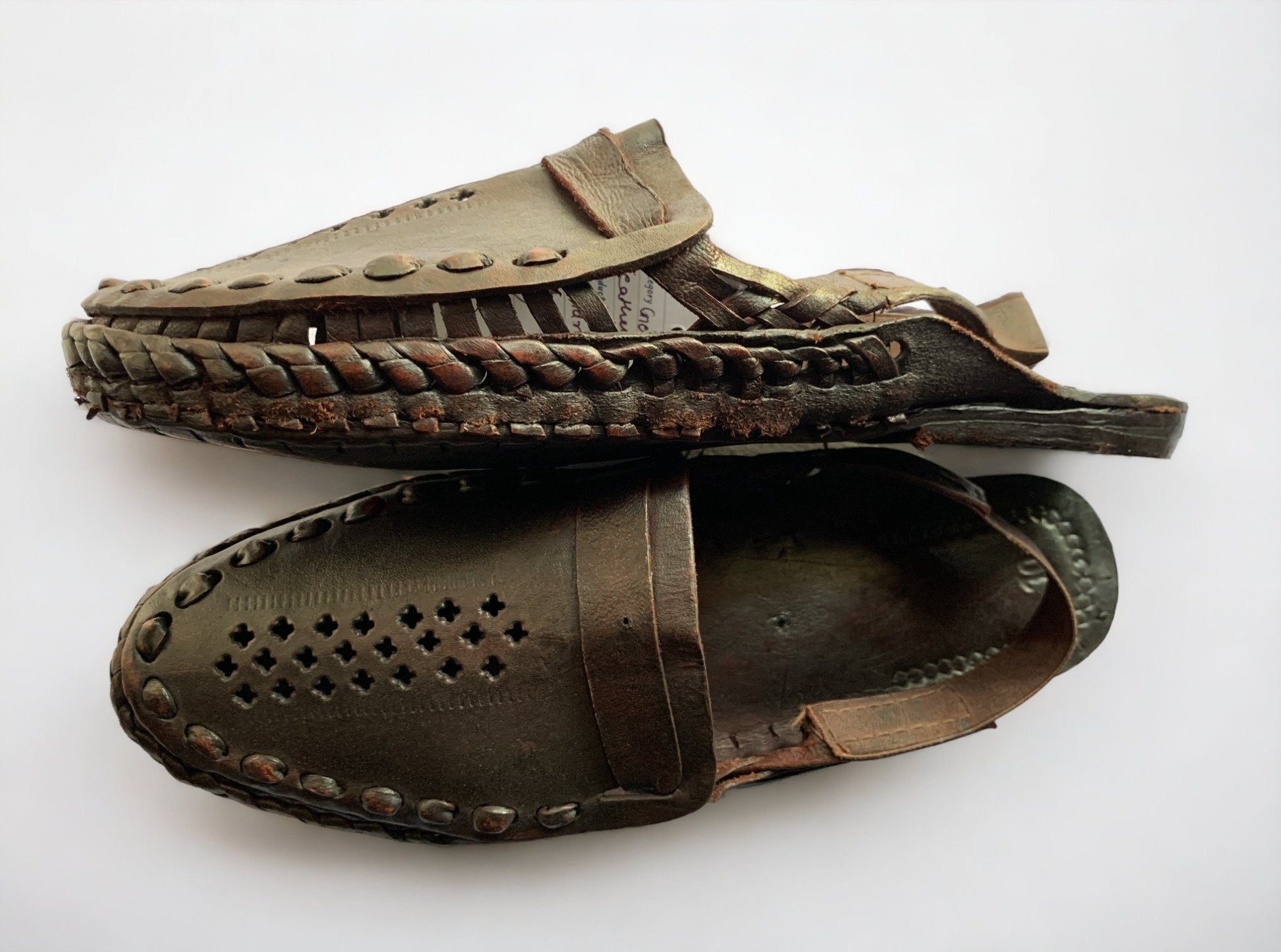 Vintage Hand Woven Leather Sandal: Unisex, Fully Leather 9LC