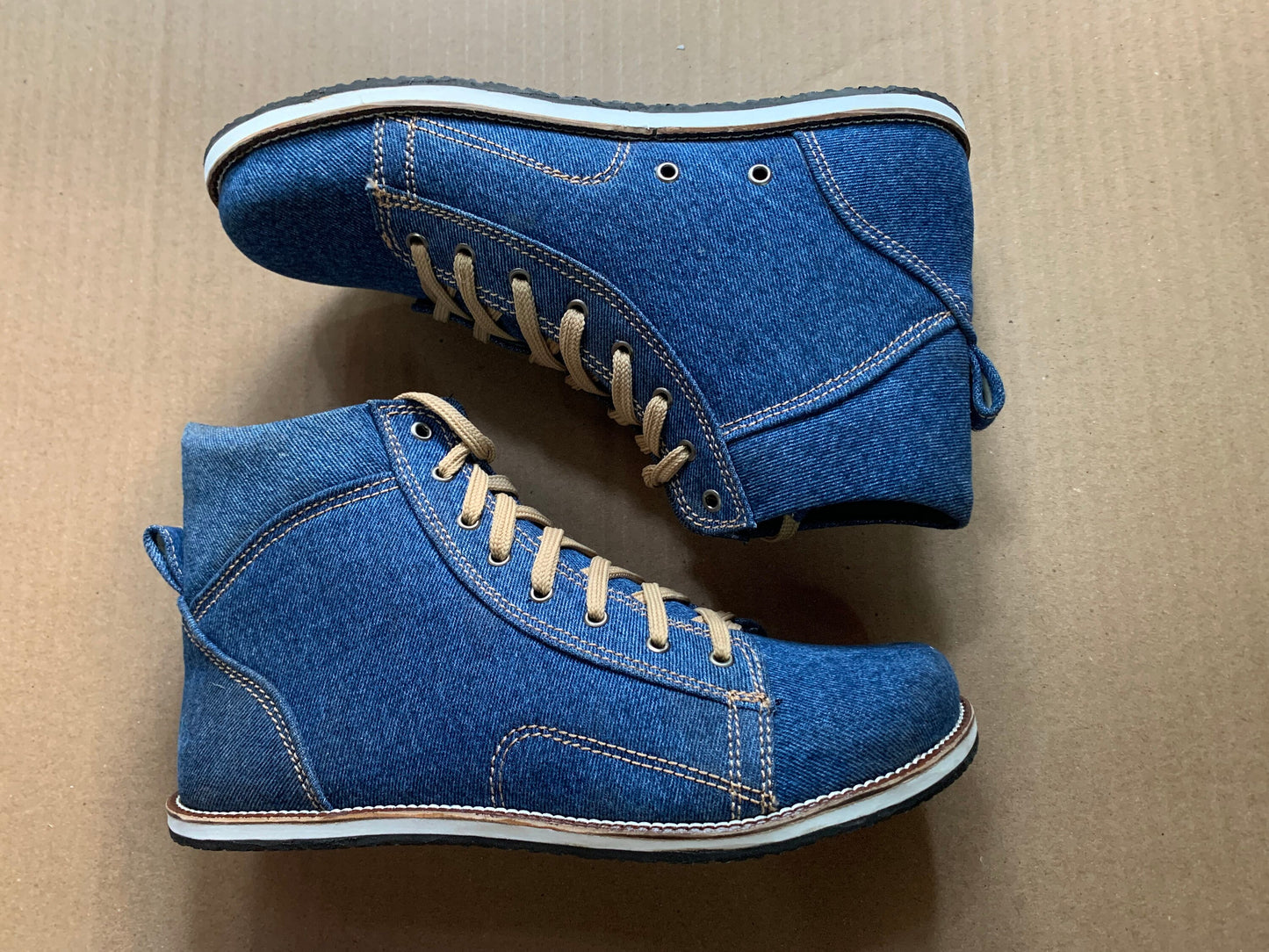 Upcycled Denim Boot Made with Tyre Soles (UK8/EU42/8.5) 9LC