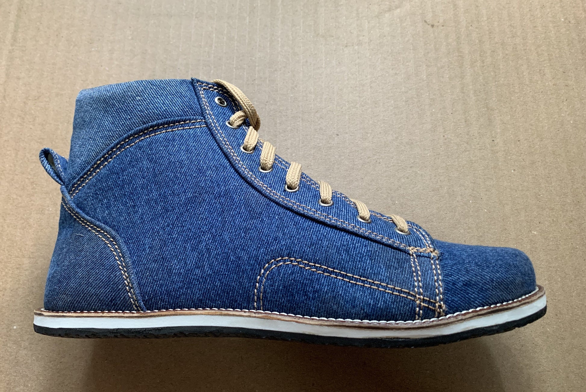 Upcycled Denim Boot Made with Tyre Soles (UK8/EU42/8.5) 9LC