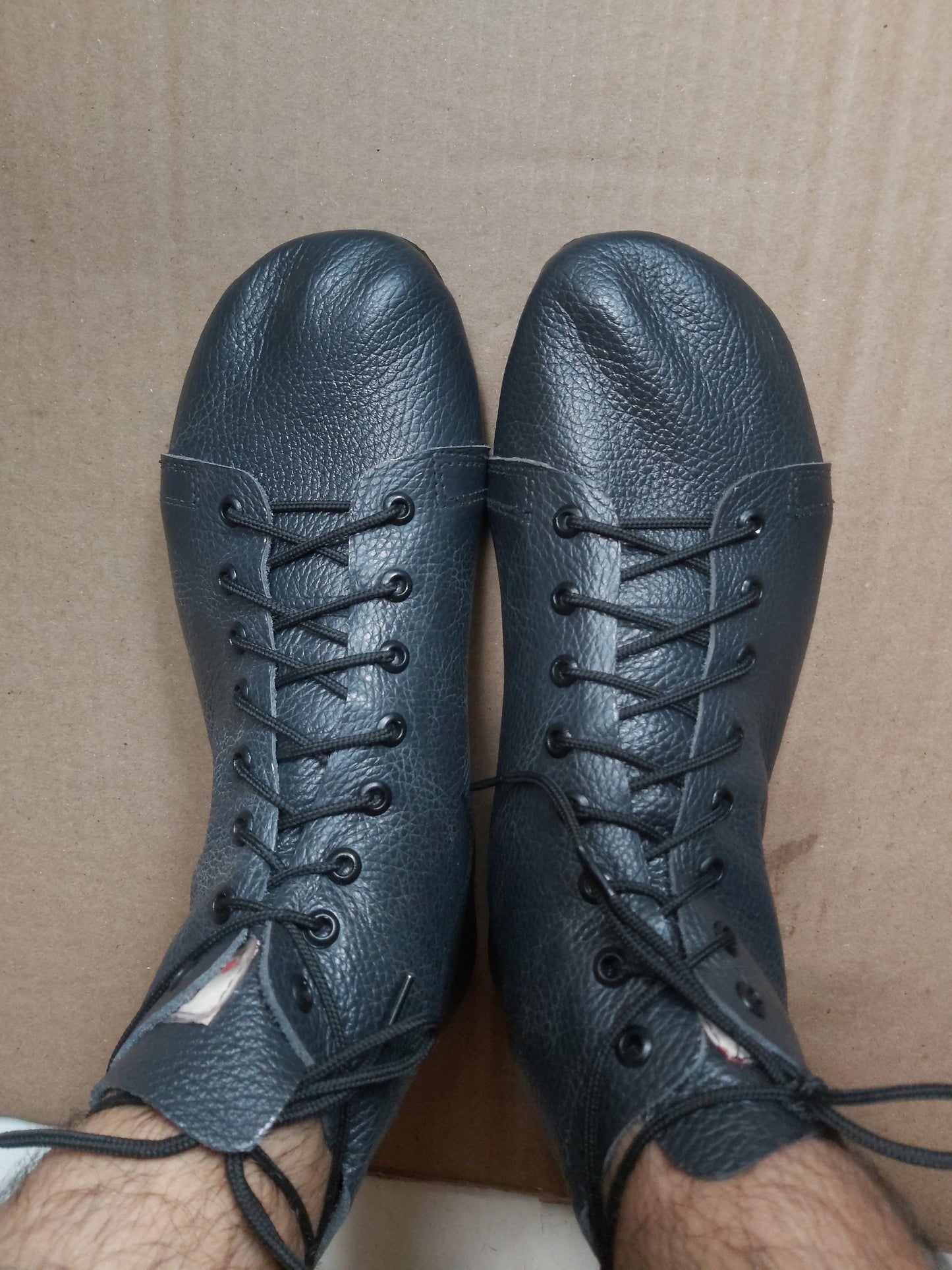 Barefoot Soft and Flexible Genuine Leather Shoes Lace-Ups with tire Soles 9LC