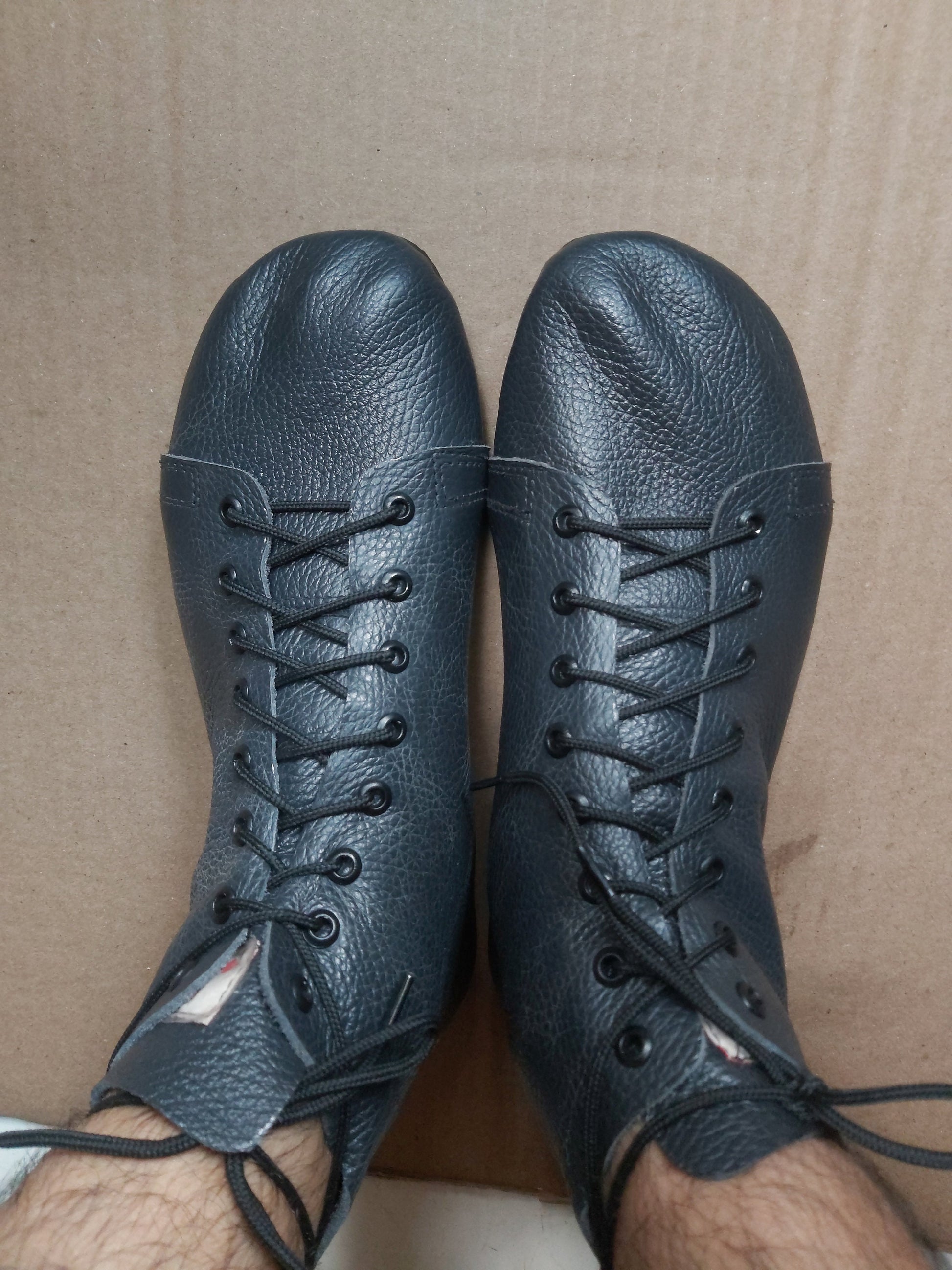 Barefoot Soft and Flexible Genuine Leather Shoes Lace-Ups with tire Soles 9LC
