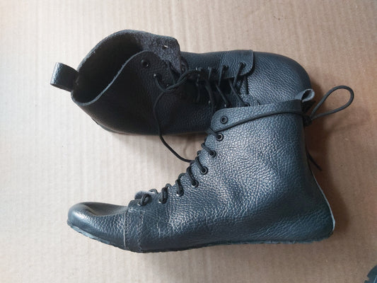 Barefoot Soft and Flexible Genuine Leather Shoes Lace-Ups with tire Soles 9LC