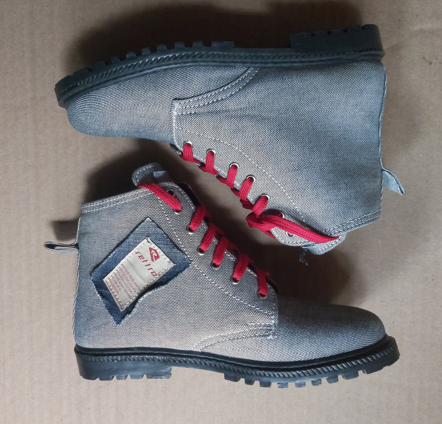 Upcycled Denim Boots: Women's Size UK5/EU38/US6.5 9LC