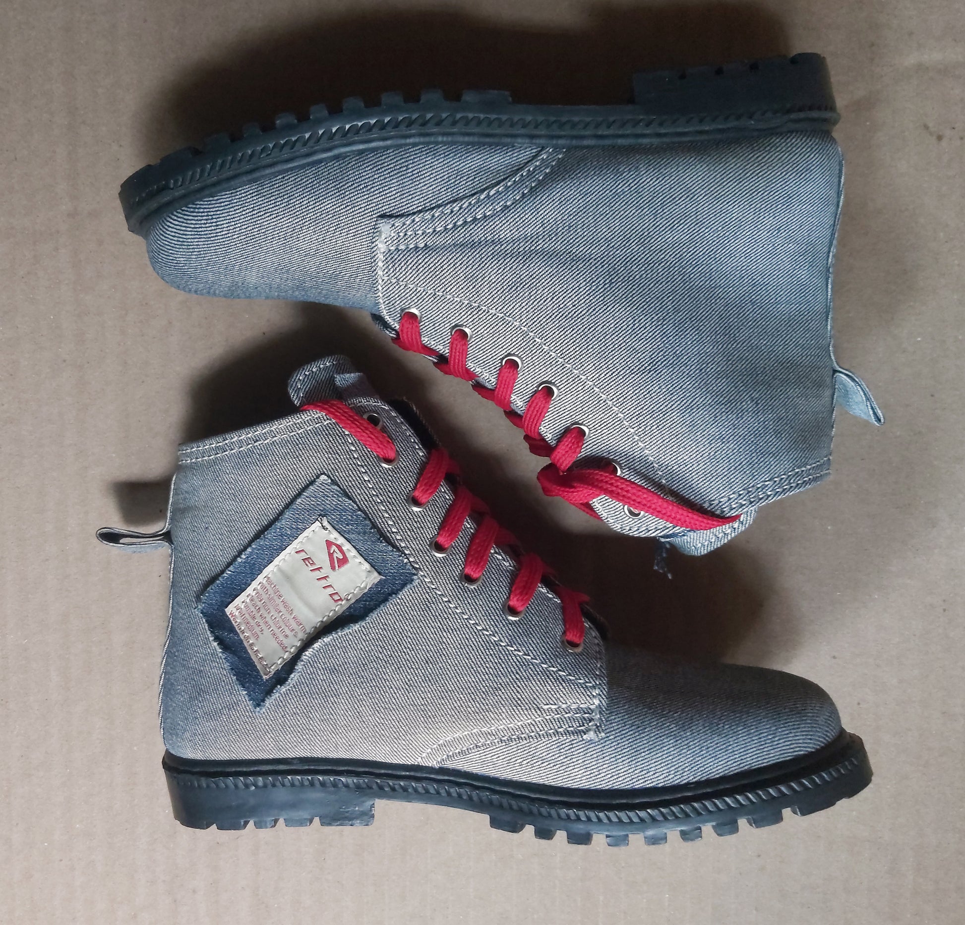 Upcycled Denim Boots: Women's Size UK5/EU38/US6.5 9LC
