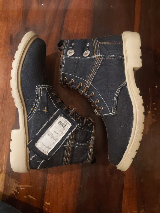 Upcycled Denim Boots with Lightweight Sole, (Mens' Size 10/EU44/US11.5) 9LC