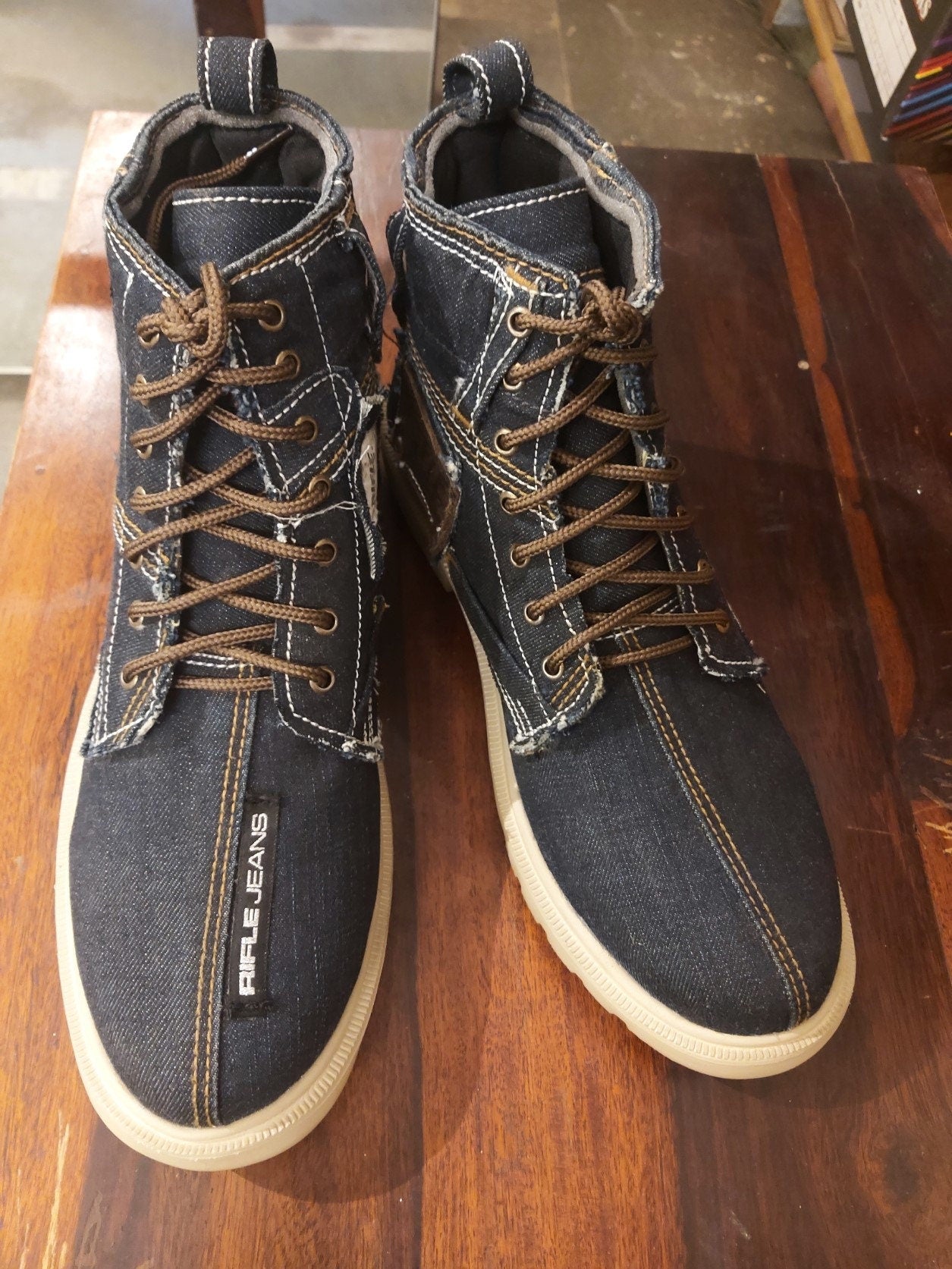Upcycled Denim Boots with Lightweight Sole, (Mens' Size 10/EU44/US11.5) 9LC