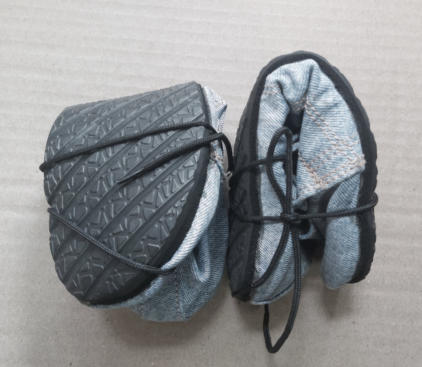 Super Flexible Barefoot Boots Made with Upcycled Denim and Tyre Soles 9LC