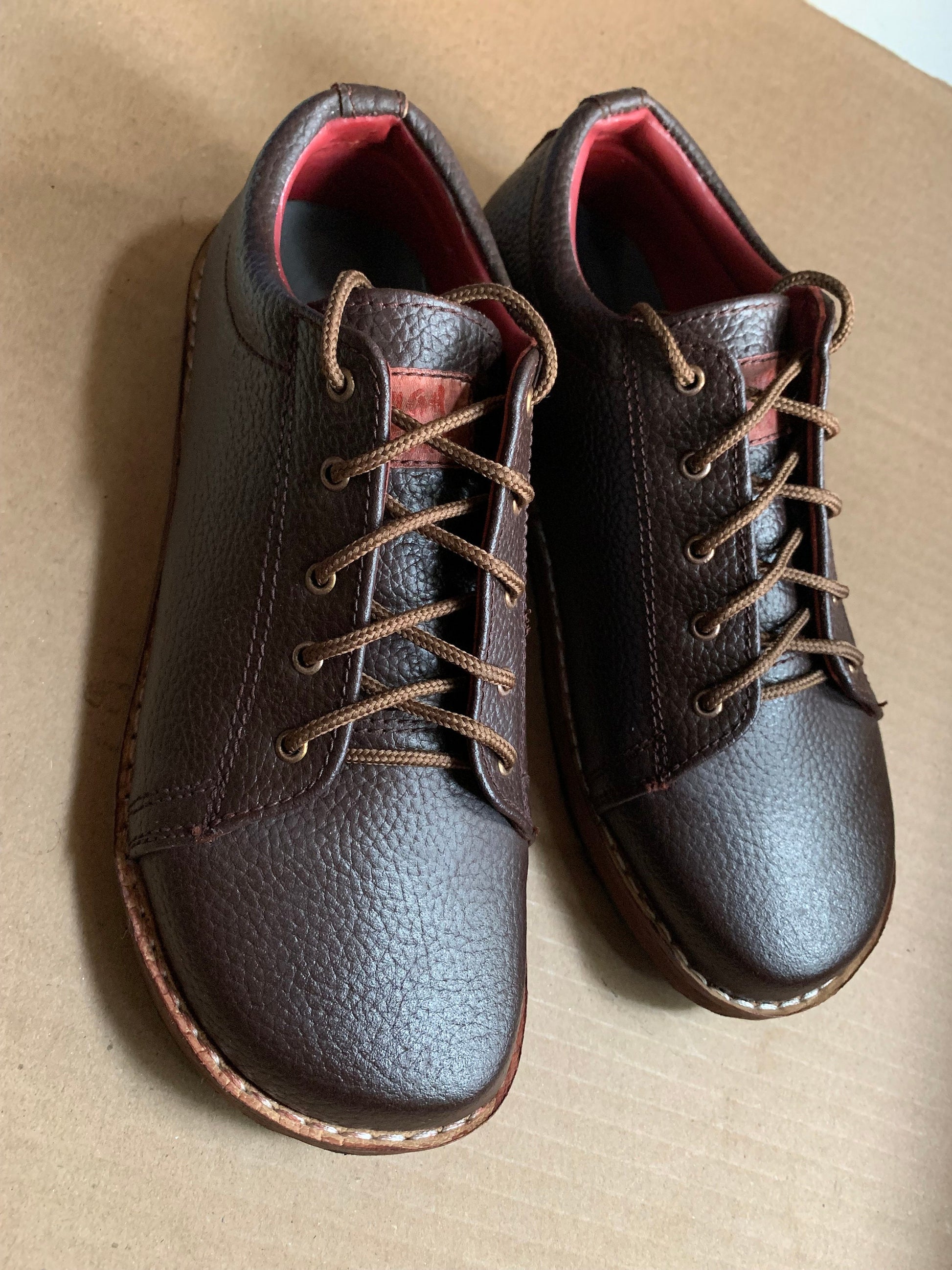 Barefoot Transition Leather Lace-Ups with Tire  Soles (UK8/EU42/US8.5) 9LC