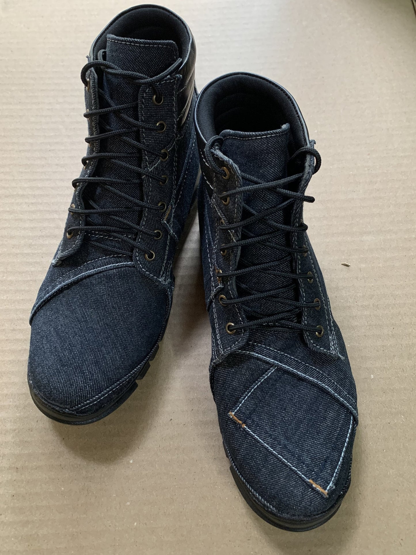 Upcycled Denim Boots with Cushioned Inner and PU Sole (UK9/EU43/US10) 9LC