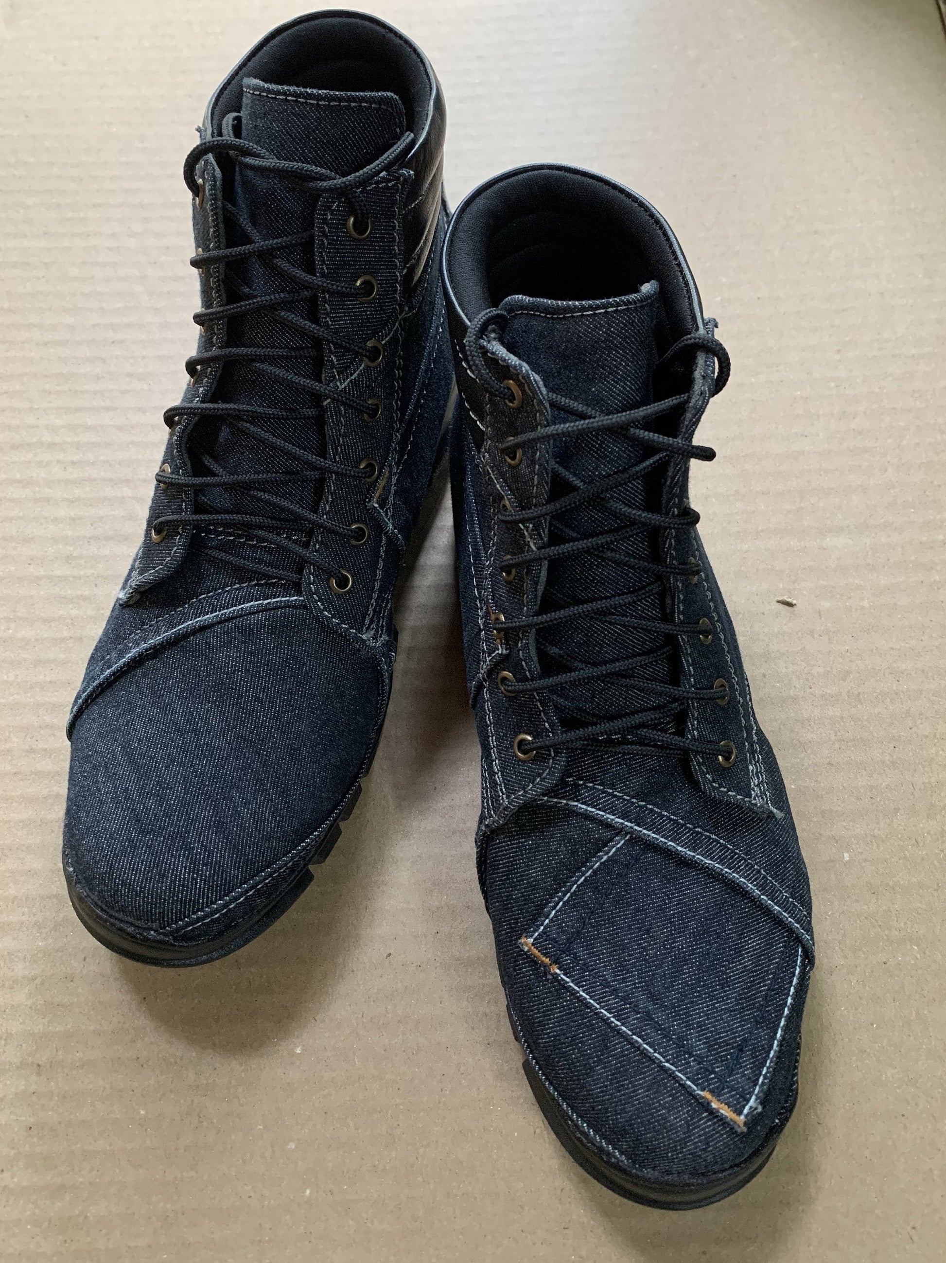 Upcycled Denim Boots with Cushioned Inner and PU Sole (UK9/EU43/US10) 9LC