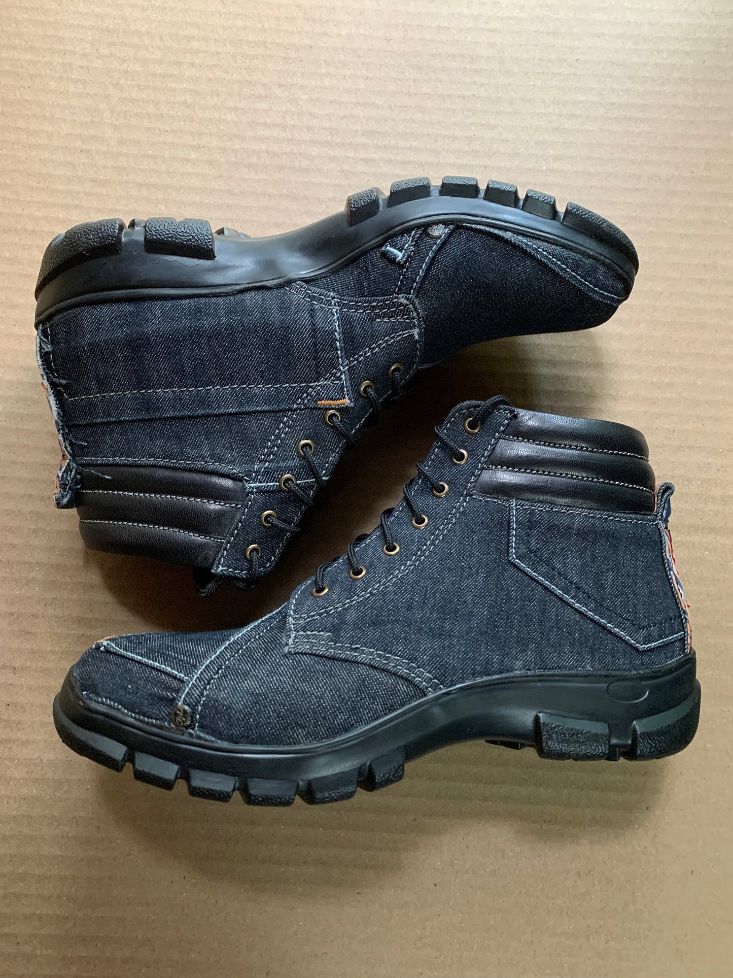 Upcycled Denim Boots with Cushioned Inner and PU Sole (UK9/EU43/US10) 9LC