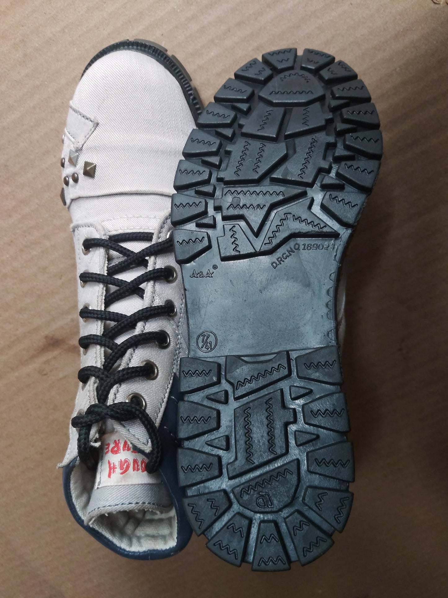 Upcycled Denim Heel Boots: Studded Leather Detail (UK7/EU41/US8.5) 9LC