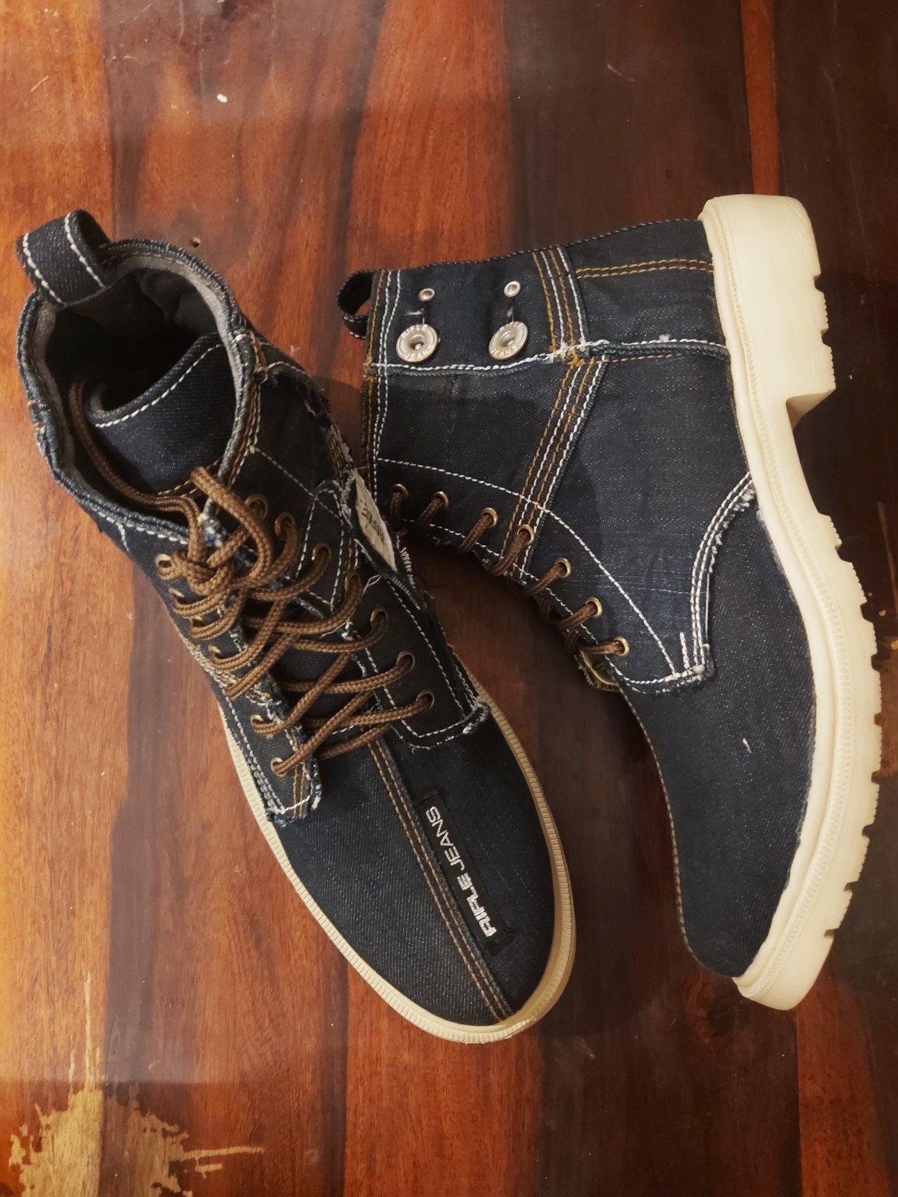 Upcycled Denim Boots with Lightweight Sole, (Mens' Size 10/EU44/US11.5) 9LC