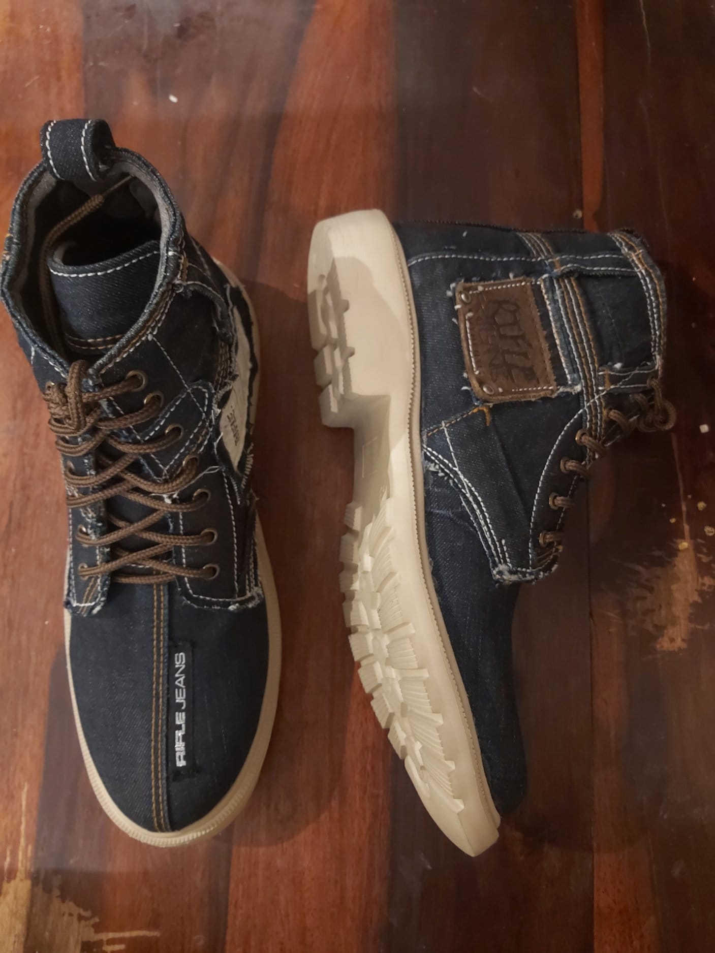 Upcycled Denim Boots with Lightweight Sole, (Mens' Size 10/EU44/US11.5) 9LC