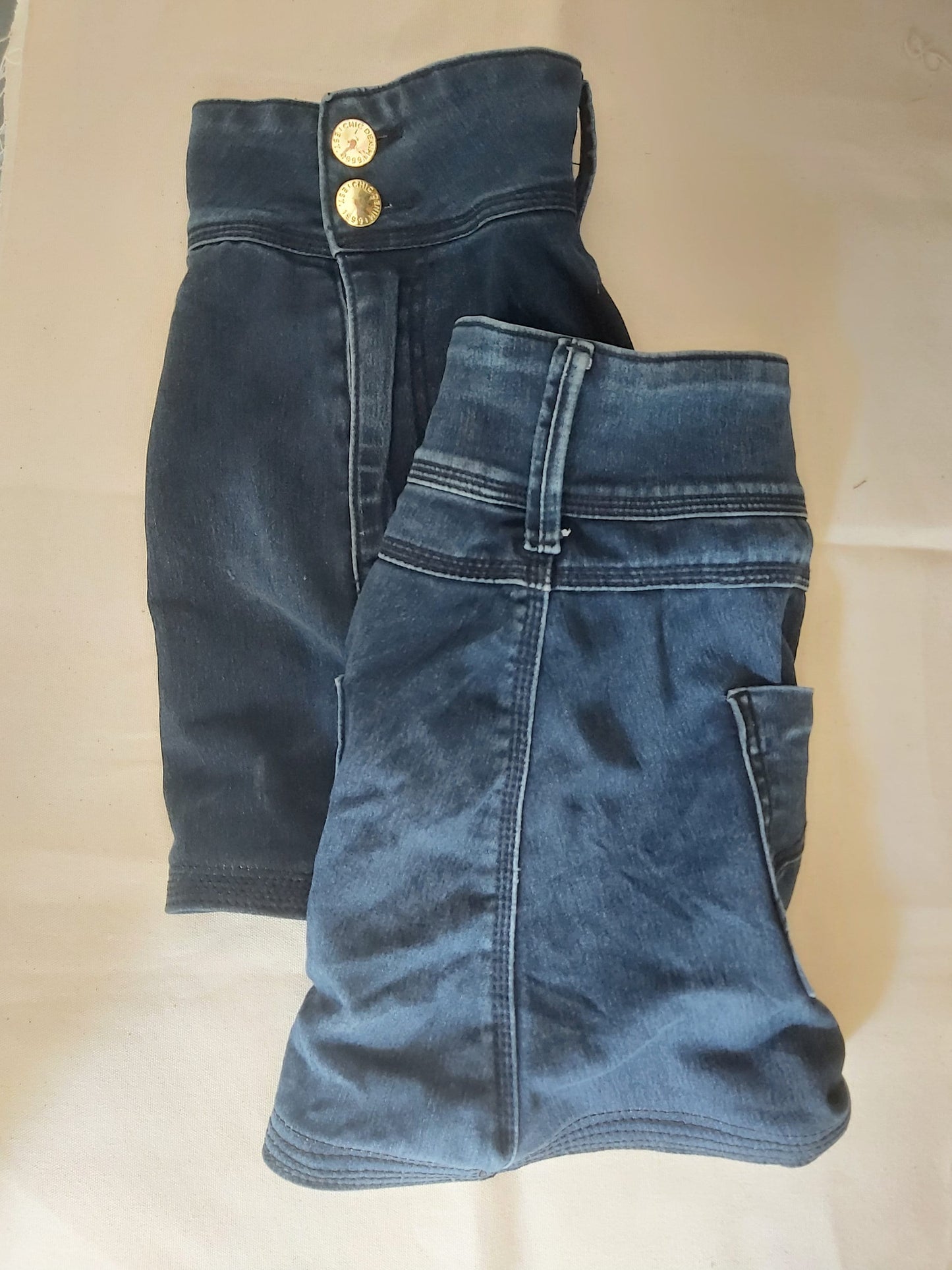 Upcycled Denim Boots: Boho Blue Jean Women's Boots 9LC