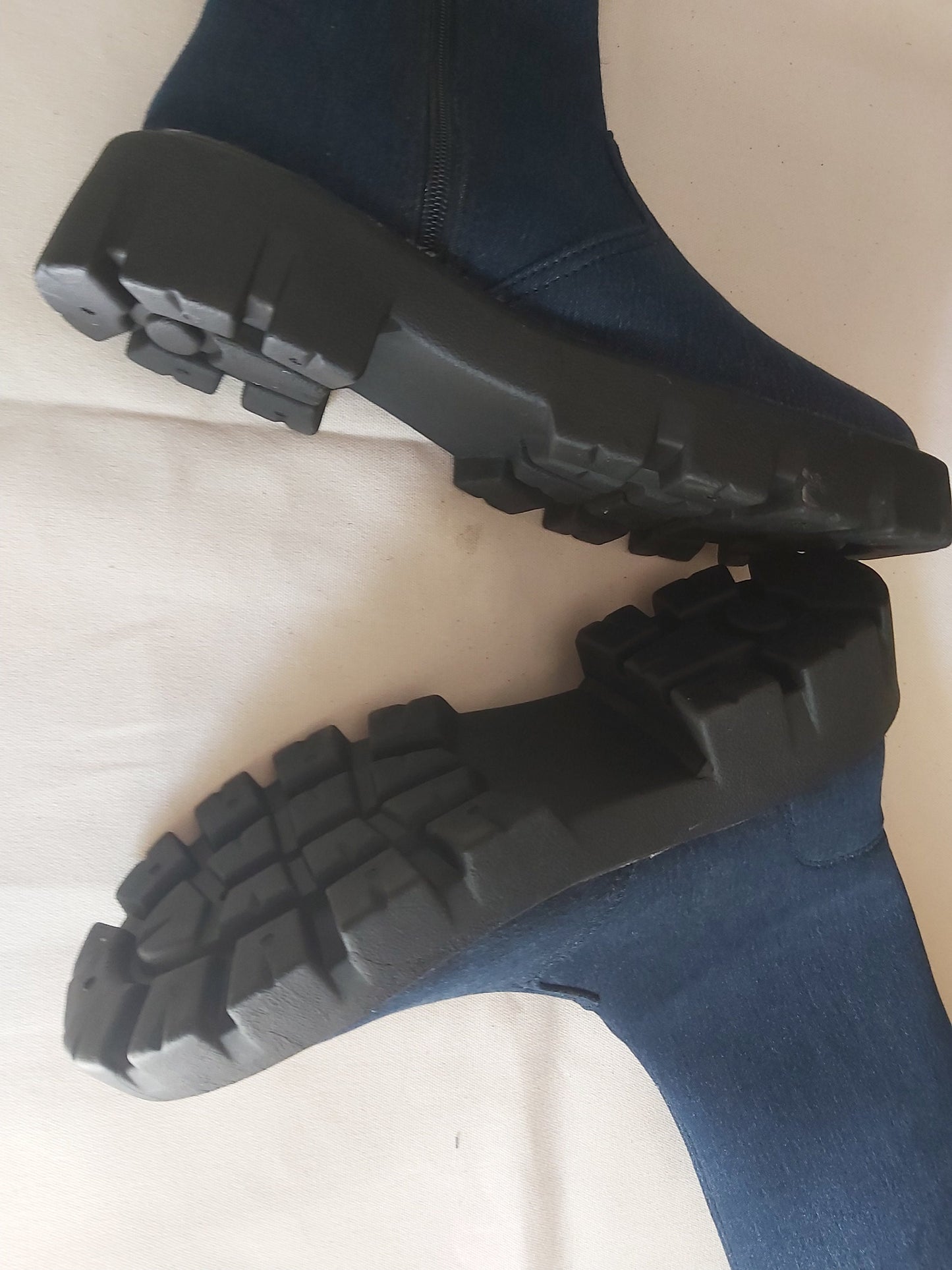 Upcycled Denim Boots: Boho Blue Jean Women's Boots 9LC