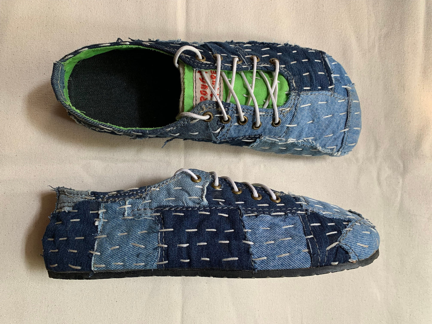 Sashiko Denim Barefoot Shoe I Size 6 I Customization Available 9LC