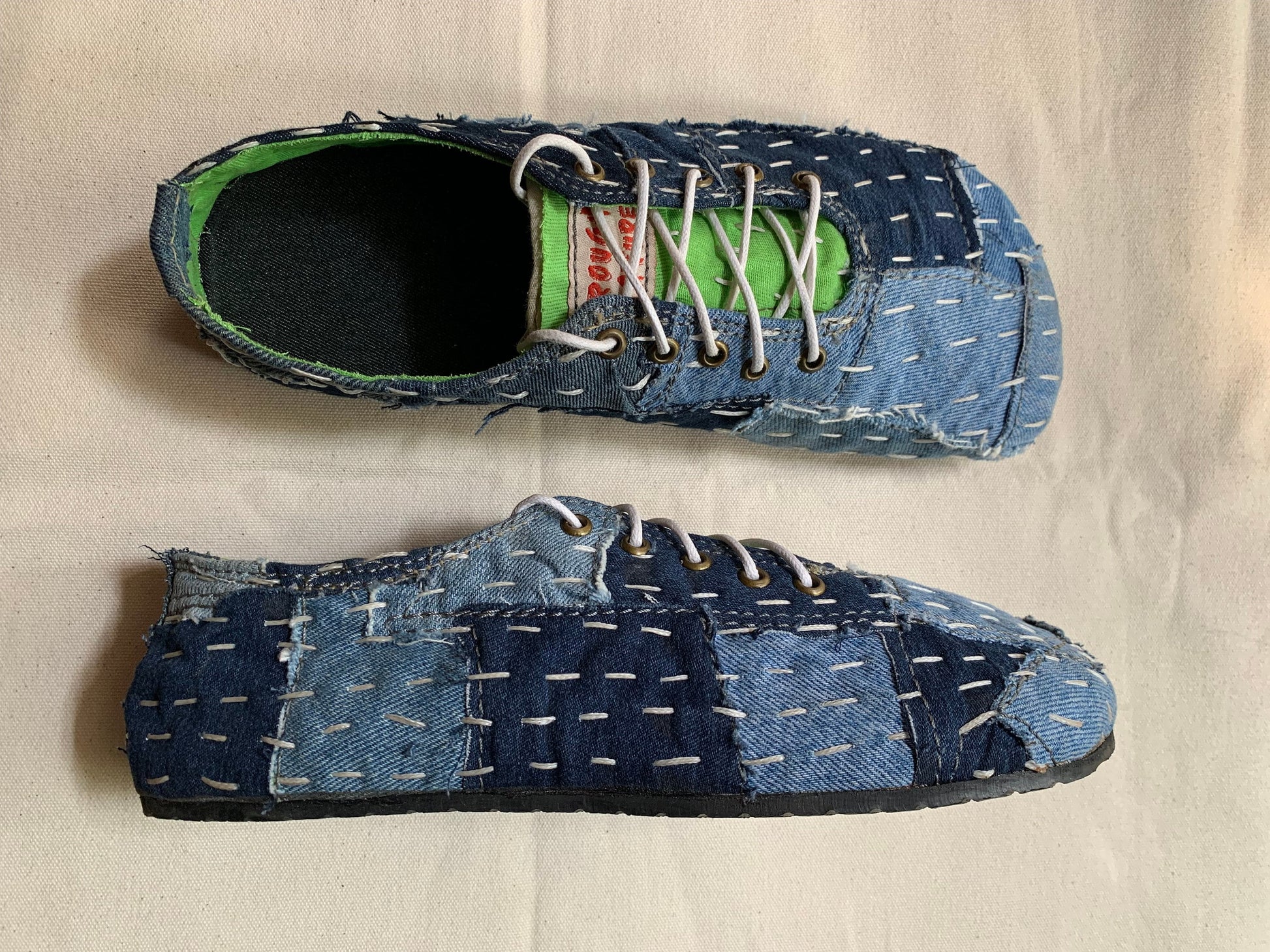 Sashiko Denim Barefoot Shoe I Size 6 I Customization Available 9LC
