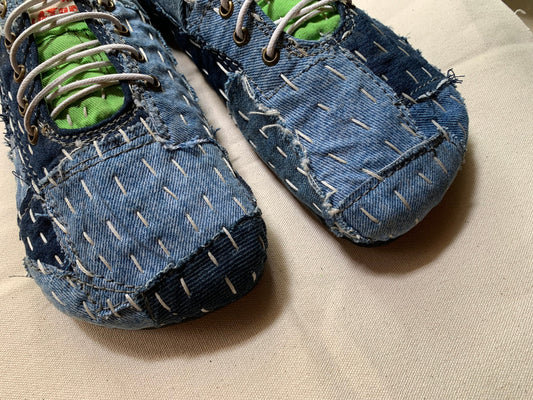 Sashiko Denim Barefoot Shoe I Size 6 I Customization Available 9LC