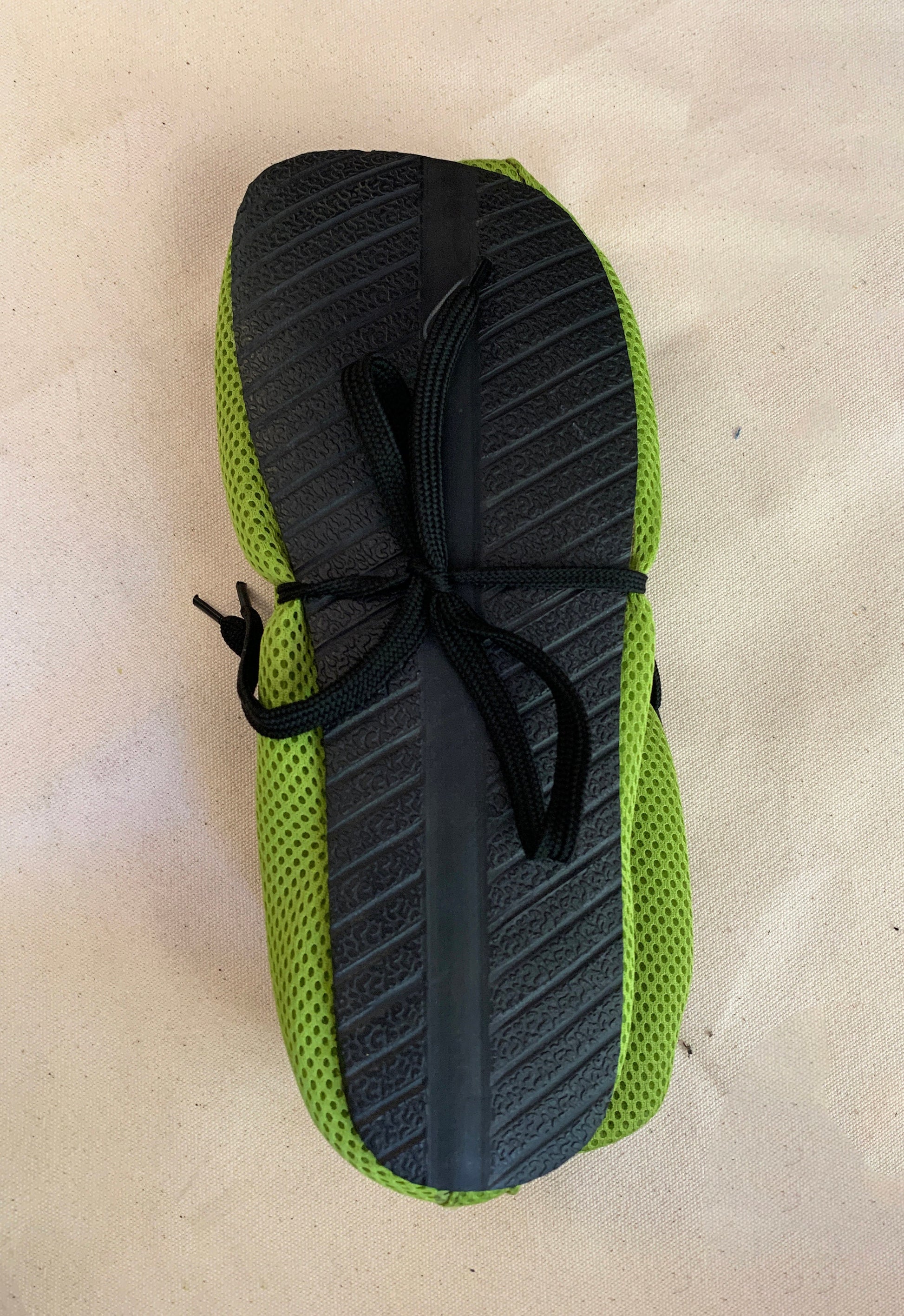 Barefoot Vegan Sneaker: Upcycled Tire Sole, Neon Green Mesh 9LC
