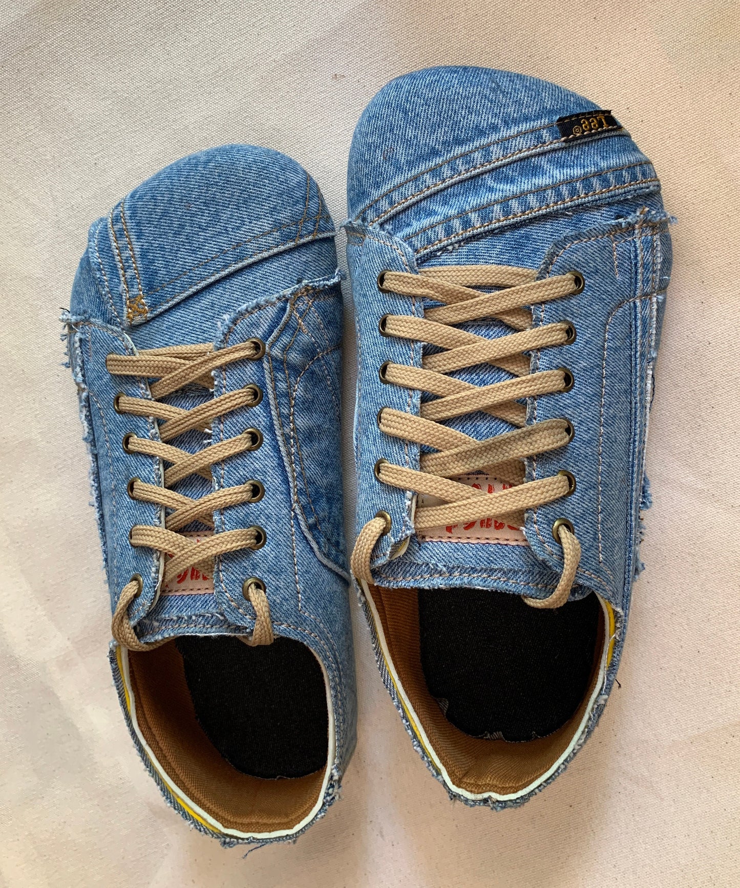 Upcycled Denim Vegan Sneakers: Tire Sole, Barefoot Feel, US 9 / EU 42 9LC