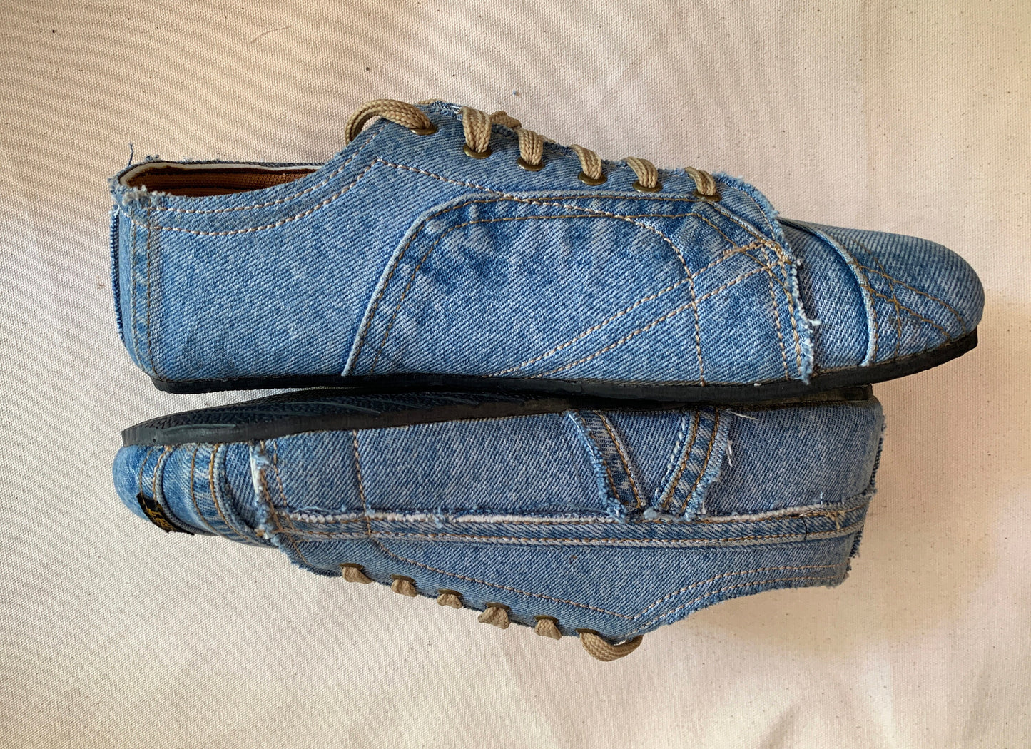 Upcycled Denim Vegan Sneakers: Tire Sole, Barefoot Feel, US 9 / EU 42 9LC