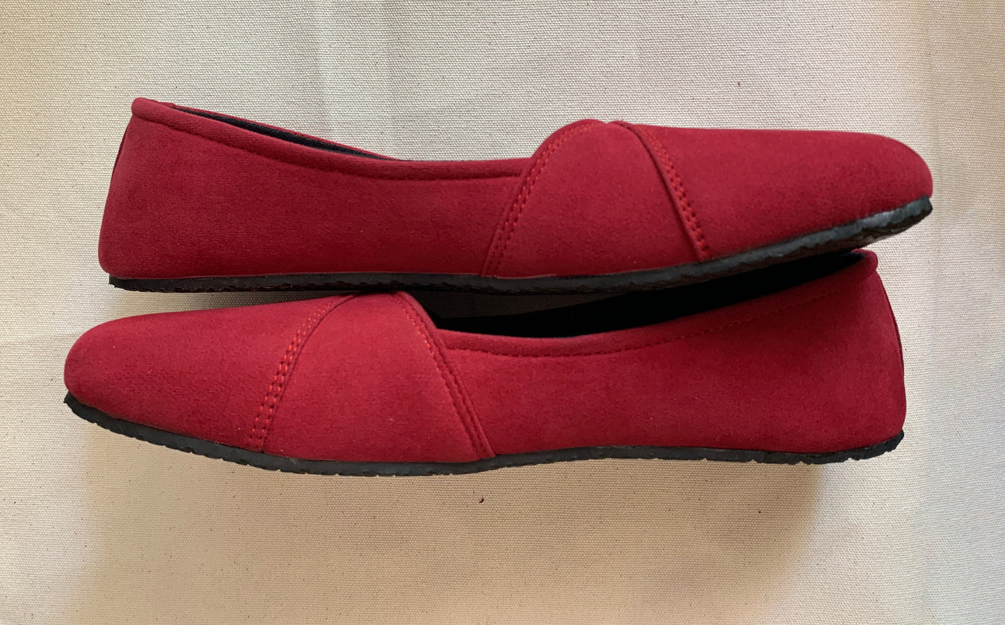 Vegan Red Ballerina Shoes, Barefoot Tire Sole (US9 / EU 42) 9LC