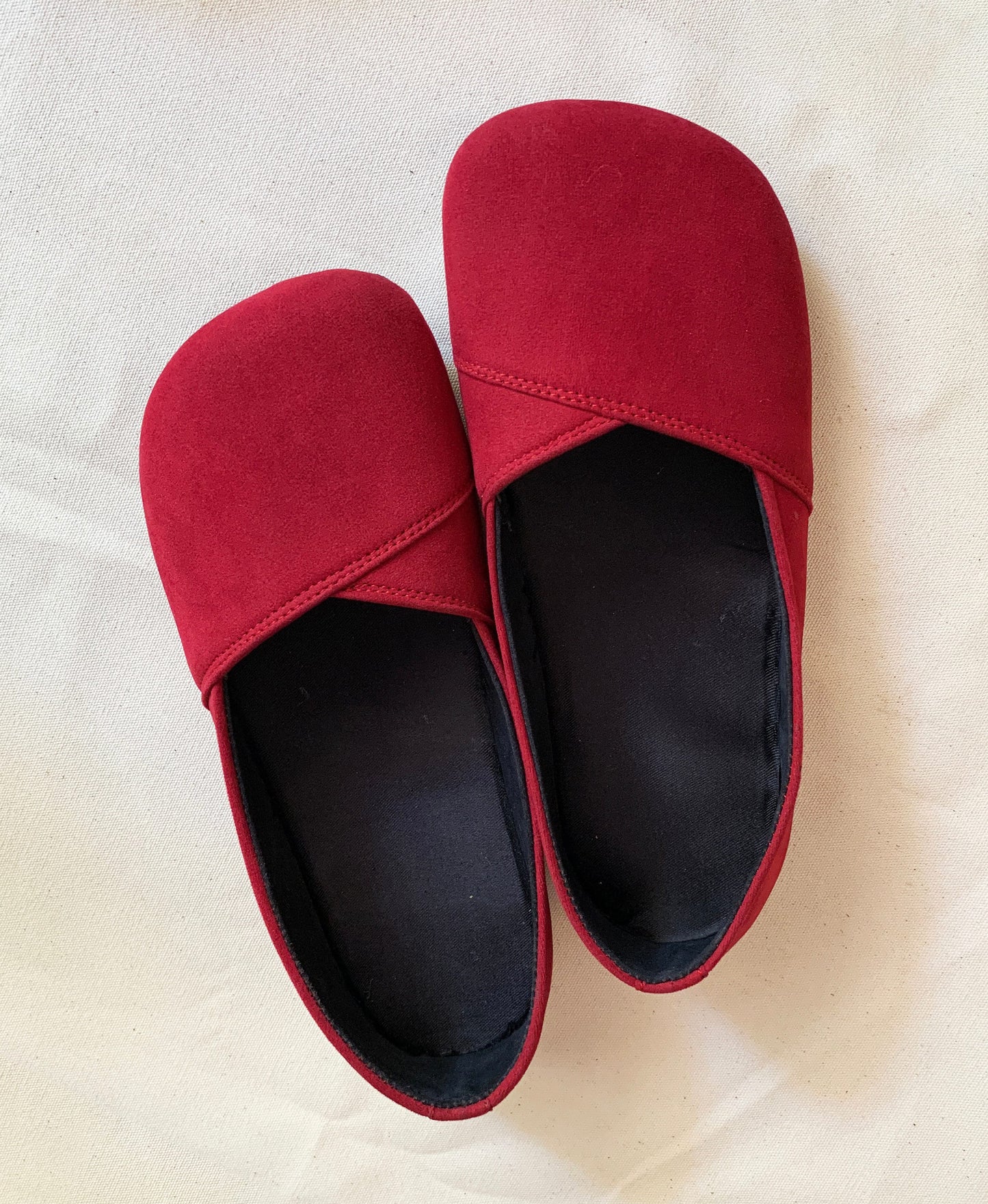Vegan Red Ballerina Shoes, Barefoot Tire Sole (US9 / EU 42) 9LC