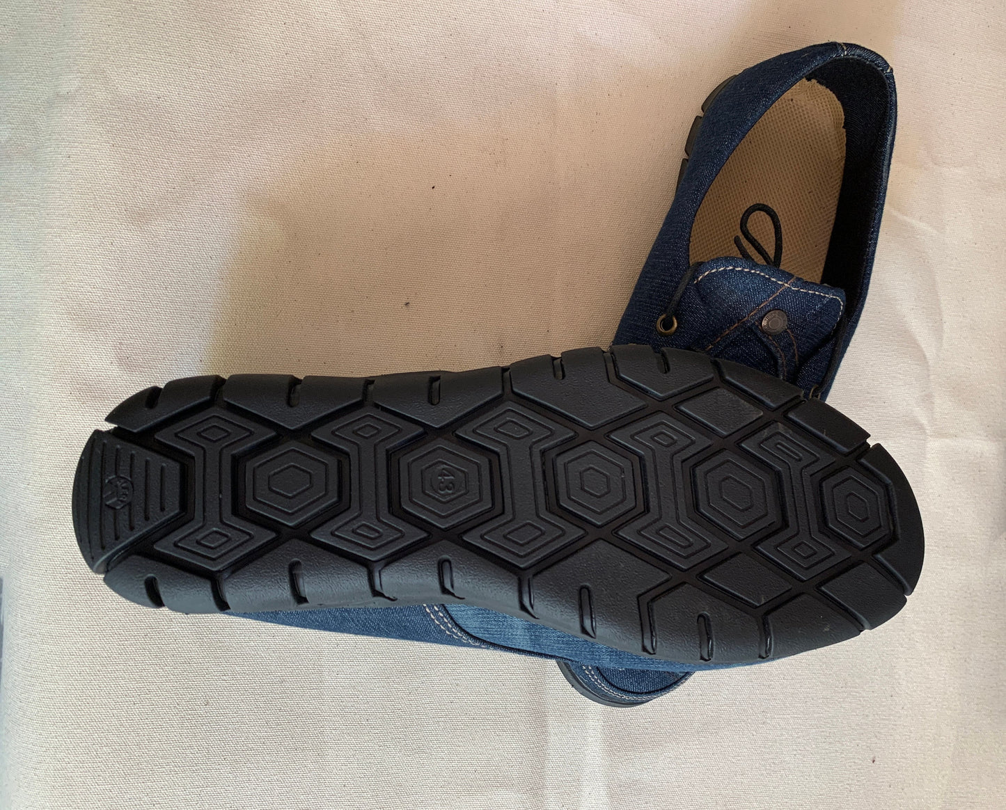 Upcycled Denim Driver Shoes I US9.5 I EU 43 I Lion Rhinestone Motif I Flexible Sole I Customization Available I Blue and Black 9LC