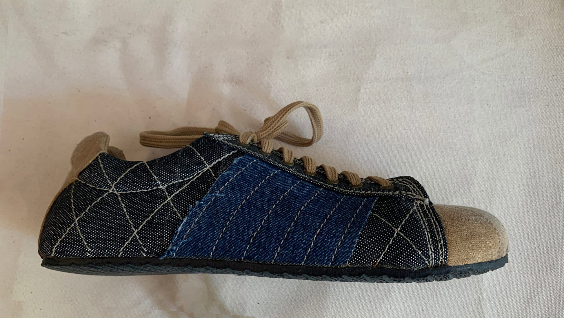 Upcycled Tarpaulin Low Top Sneakers, Vegan Tire Sole (US 9.5 / EU 43) 9LC