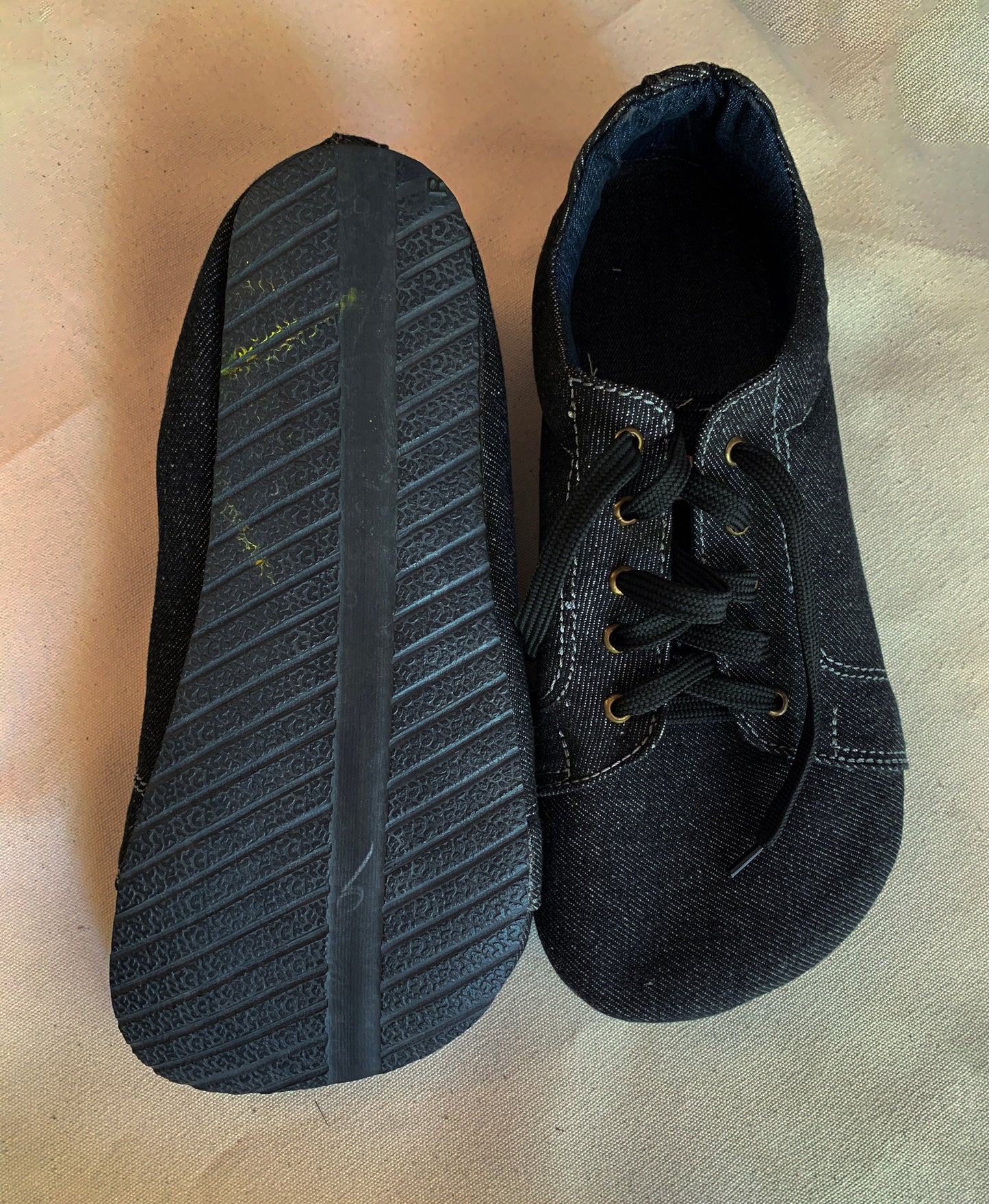 Japan Vibe Barefoot Sneaker I Black Denim I US 8 I UK7.5 I Tire Sole I Light and Flexible I One of a kind I Customization Available I 9LC