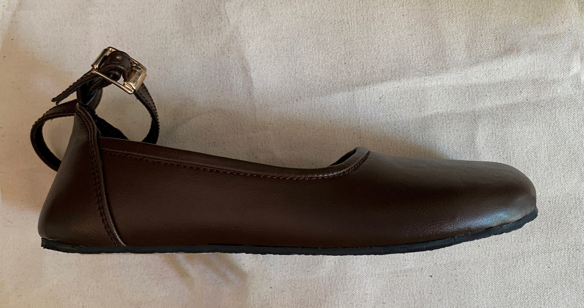 Vegan Barefoot Ballerina Shoes, Upcycled Tire Sole, Brown, US 8 9LC