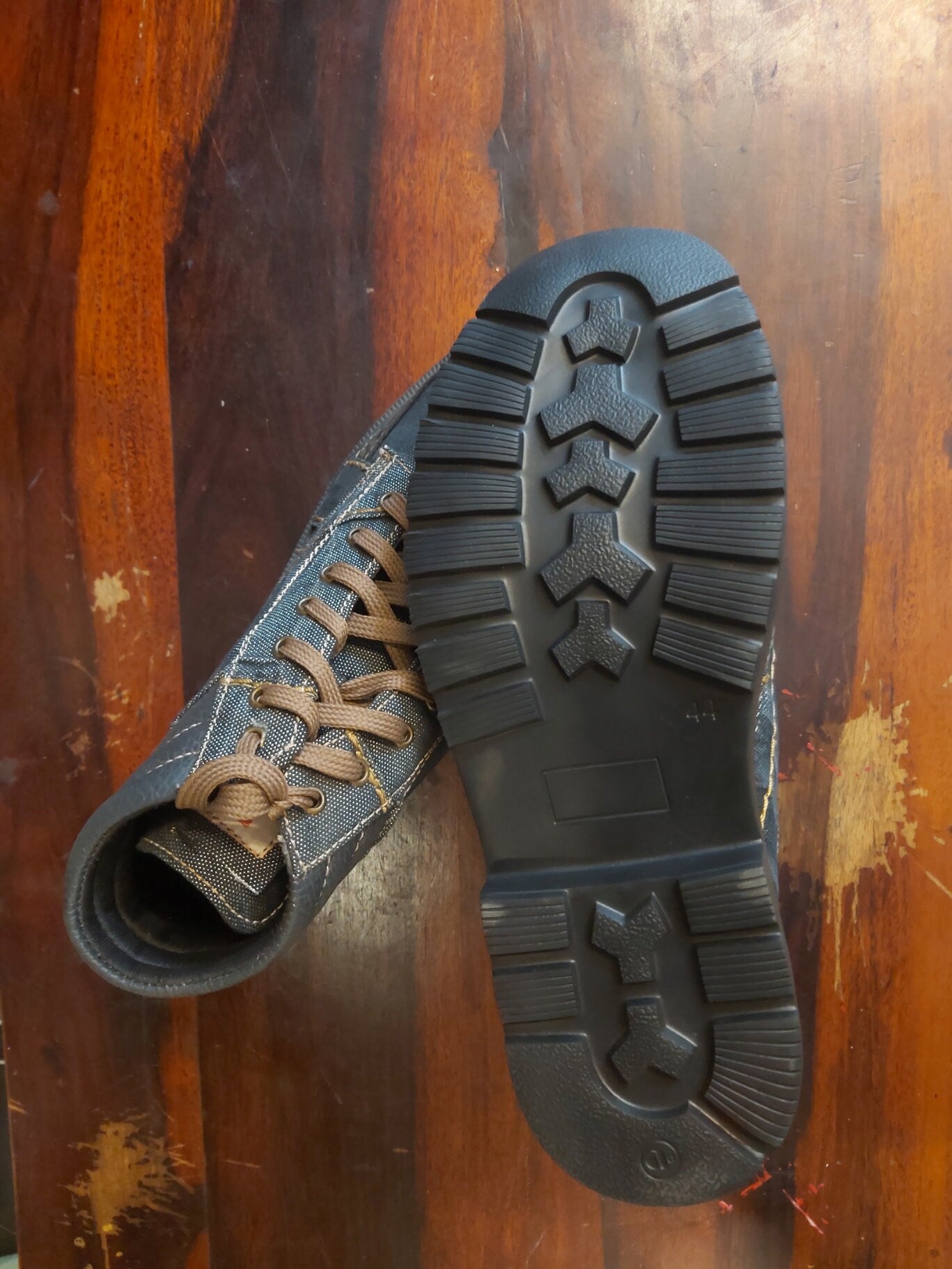 Upcycled Denim boot with Lightweight EVA Sole I EU44 I US10.5 I UK10 I Leather Trim I One of a Kind I Customization Available 9LC