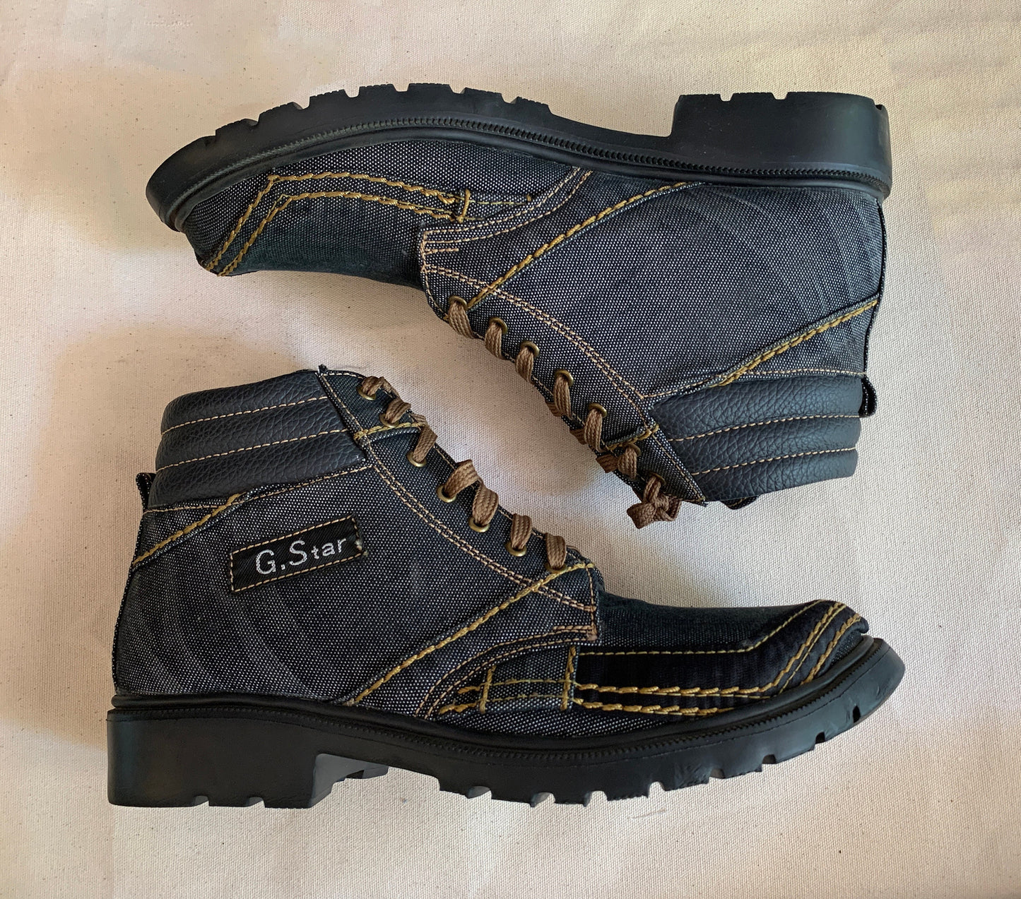 Upcycled Denim boot with Lightweight EVA Sole I EU44 I US10.5 I UK10 I Leather Trim I One of a Kind I Customization Available 9LC