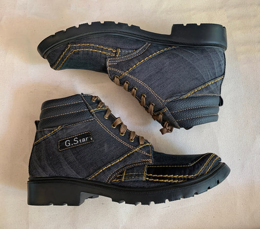 Upcycled Denim boot with Lightweight EVA Sole I EU44 I US10.5 I UK10 I Leather Trim I One of a Kind I Customization Available 9LC