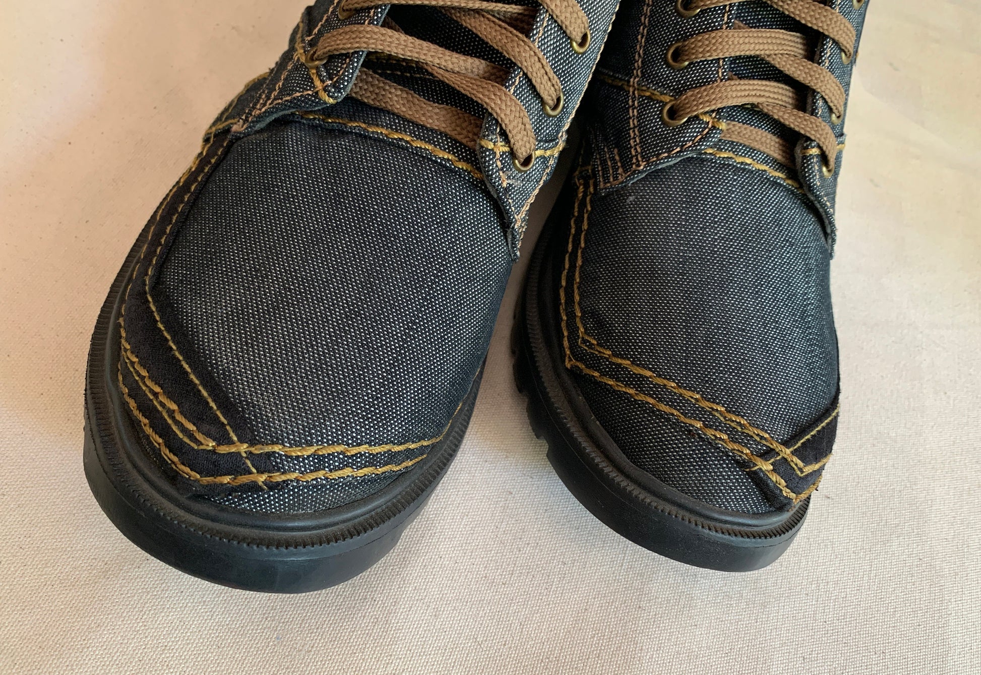 Upcycled Denim boot with Lightweight EVA Sole I EU44 I US10.5 I UK10 I Leather Trim I One of a Kind I Customization Available 9LC