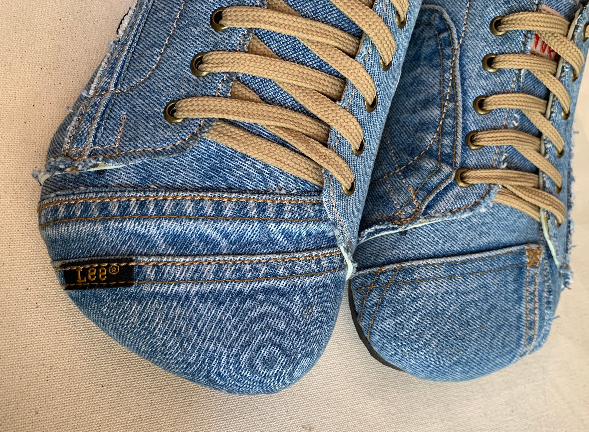 Upcycled Denim Vegan Sneakers: Tire Sole, Barefoot Feel, US 9 / EU 42 9LC