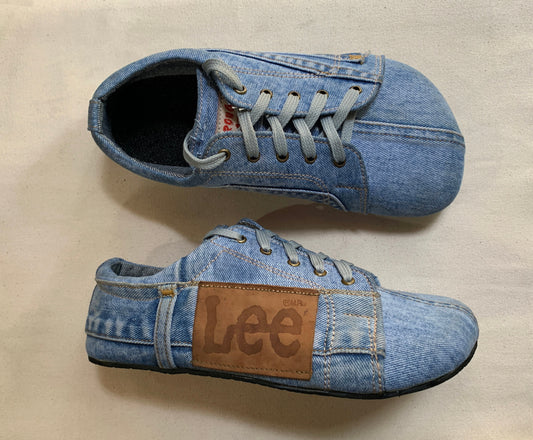 Upcycled Denim Vegan Sneakers, Tire Sole, Barefoot Feel (US9 / EU 42) 9LC