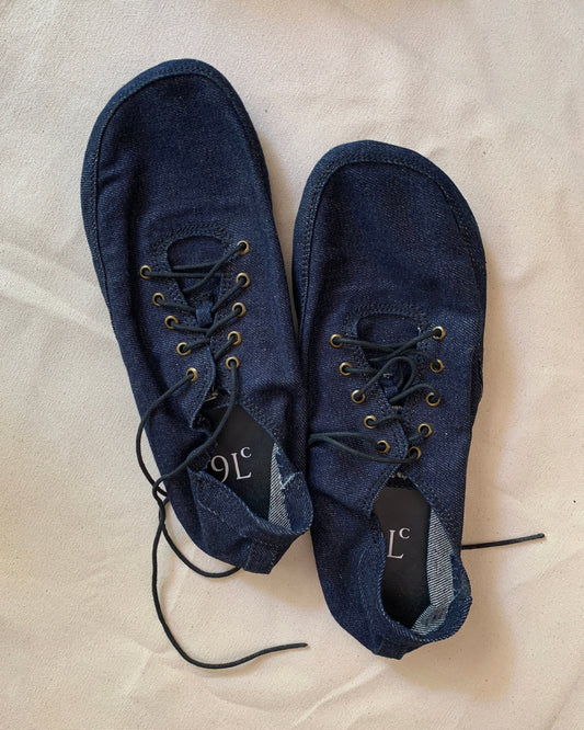 Upcycled Denim Vegan Barefoot Sneakers: Tire Sole, US 10 / EU 43 9LC