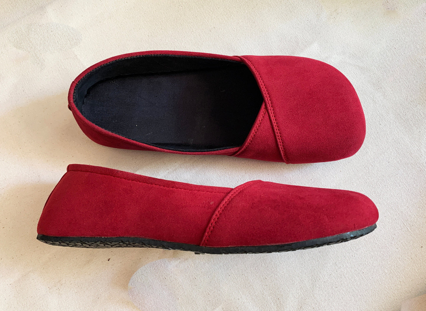 Vegan Red Ballerina Shoes, Barefoot Tire Sole (US9 / EU 42) 9LC