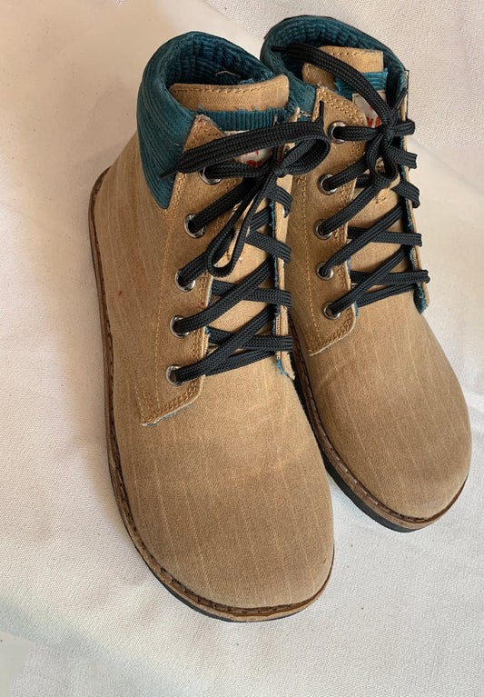 Upcycled Tarpaulin Ankle Boot, Vegan Tire Sole (US 11.5 / EU 45) 9LC