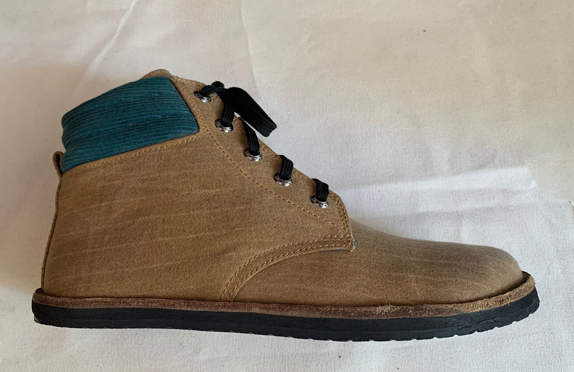 Upcycled Tarpaulin Ankle Boot, Vegan Tire Sole (US 11.5 / EU 45) 9LC