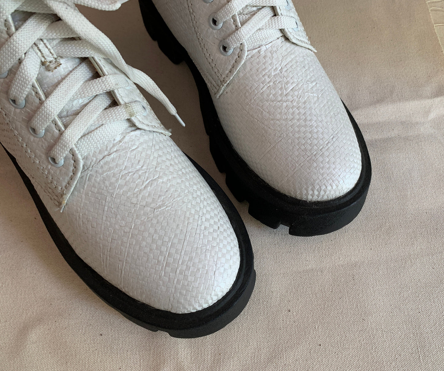 Upcycled Vegan Boots US6.5, One of a Kind Experimental Footwear 9LC